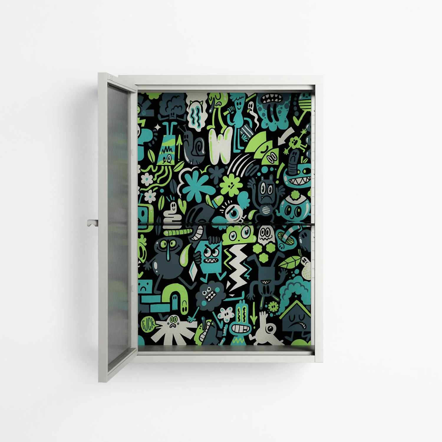 Shapes and Faces - Wall Cabinet - Craig Watkins - Chalk - Reeded glass - Image 3