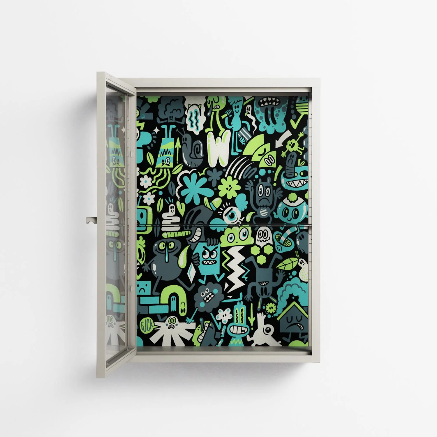 Shapes and Faces - Wall Cabinet - Craig Watkins - Pebble - Clear glass - Image 3