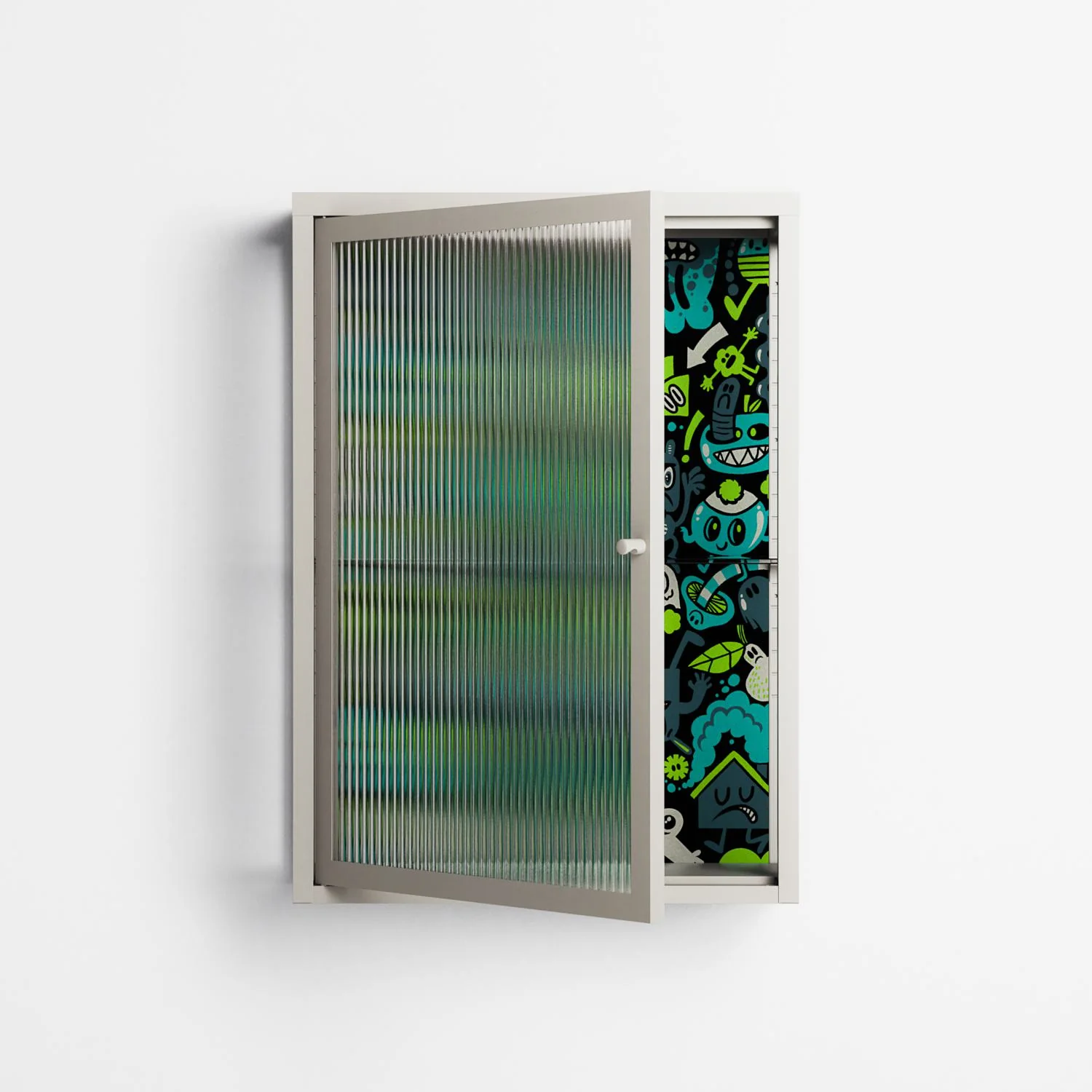 Shapes and Faces - Wall Cabinet - Craig Watkins - Pebble - Reeded glass - Image 2