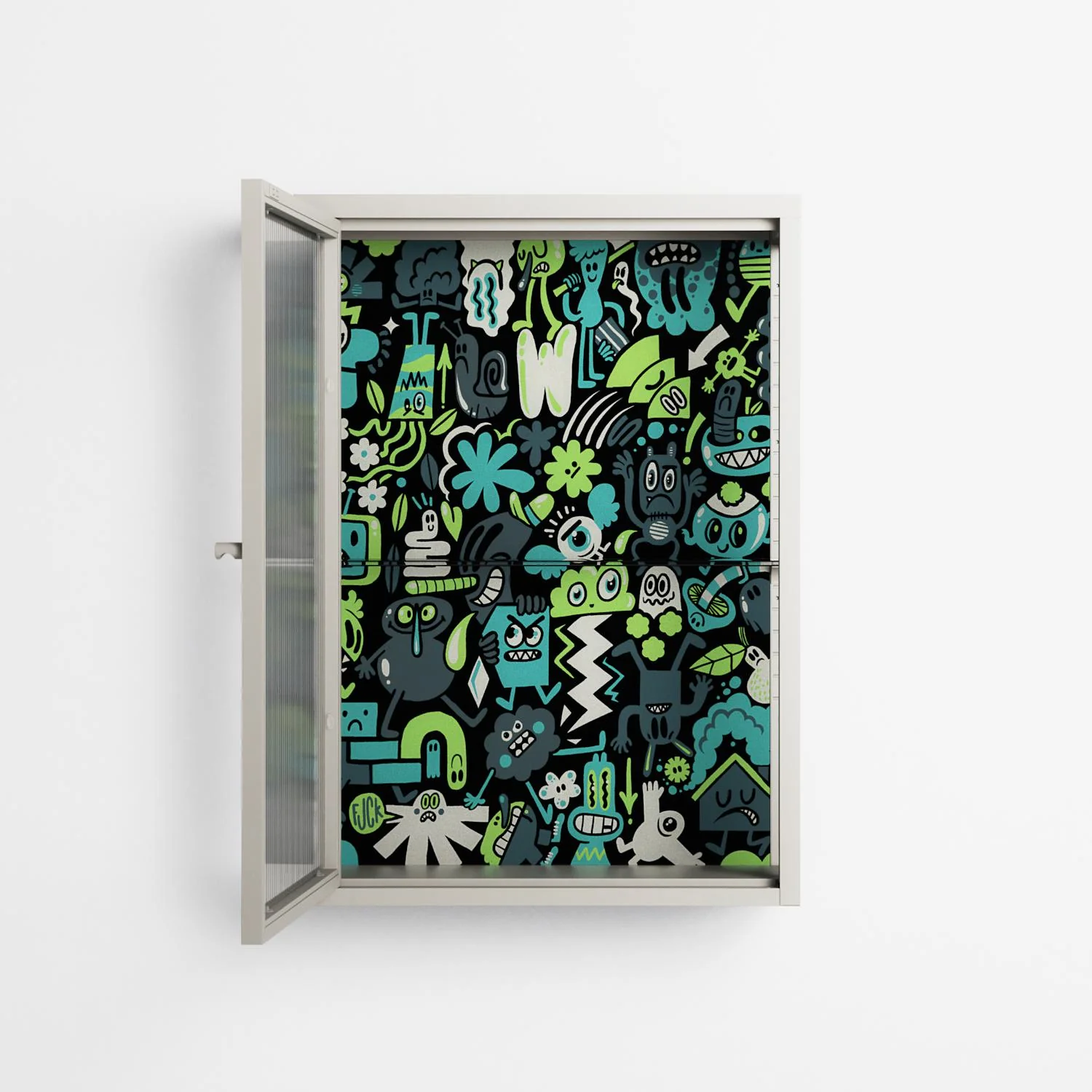 Shapes and Faces - Wall Cabinet - Craig Watkins - Pebble - Reeded glass - Image 3