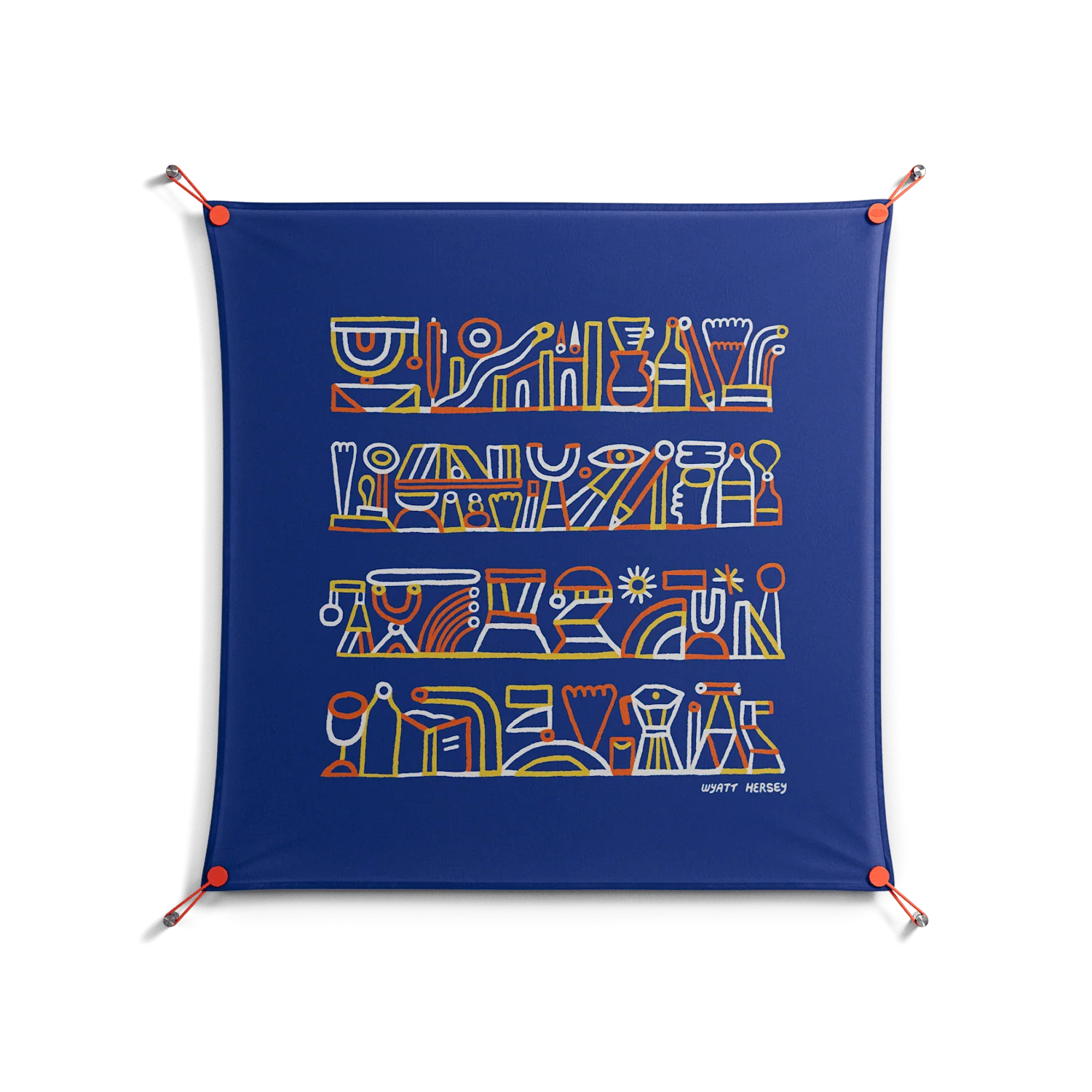 Shelves - Work On Wall - Wyatt Hersey - Orange - 90 x 90 cm