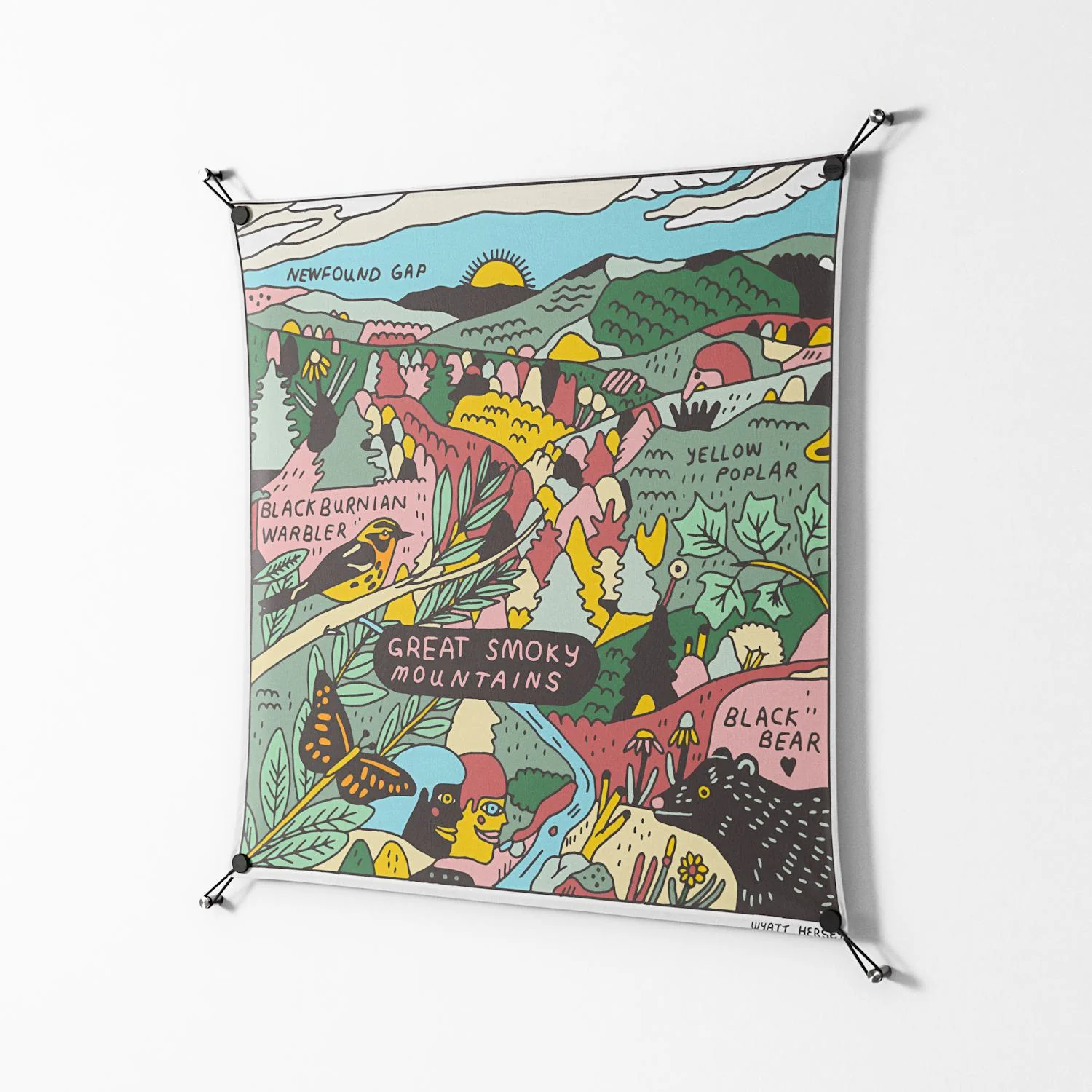 Smoky Mountains - Work On Wall - Wyatt Hersey - Black - 90 x 90 cm - Image 2