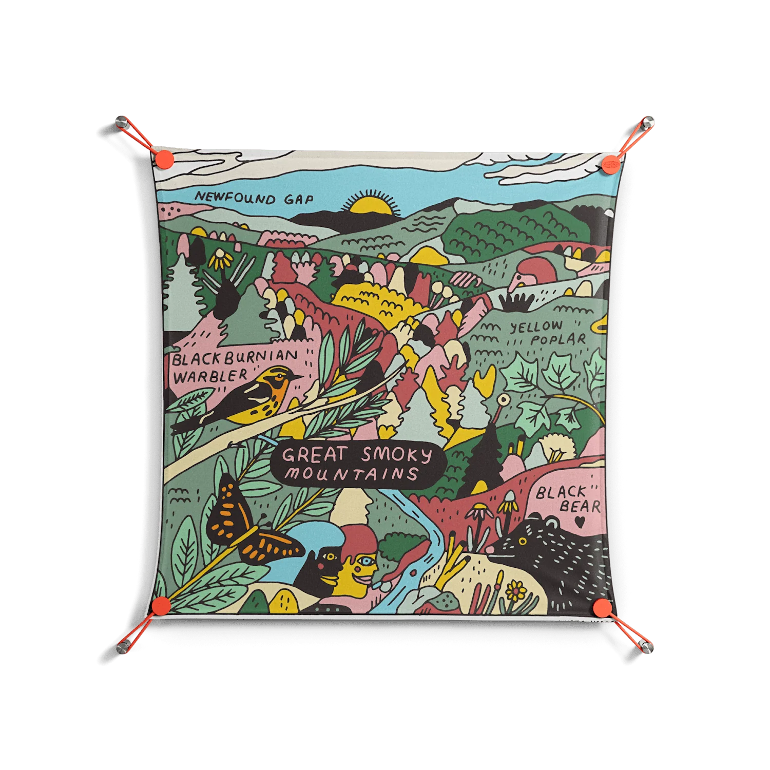 Smoky Mountains - Work On Wall - Wyatt Hersey - Orange - 70 x 70 cm