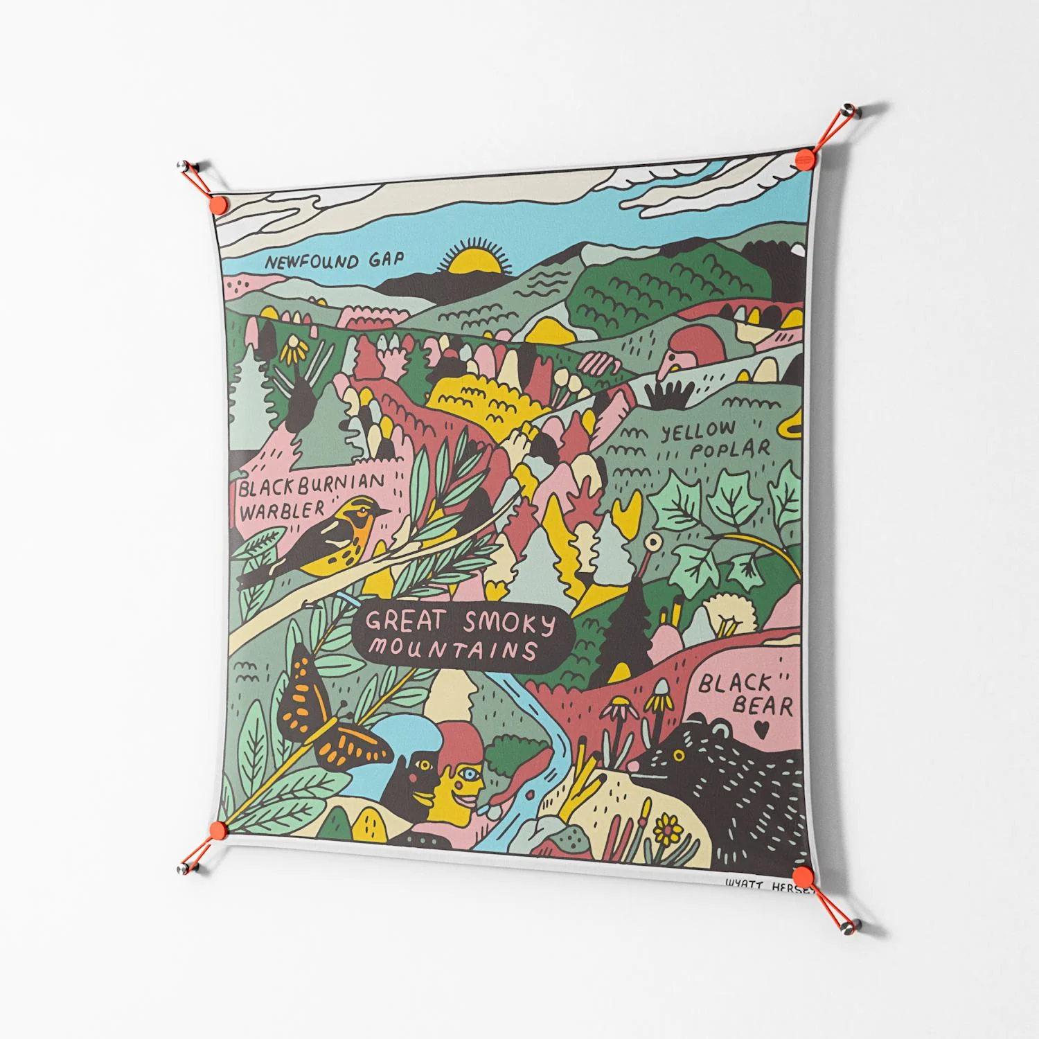 Smoky Mountains - Work On Wall - Wyatt Hersey - Orange - 90 x 90 cm - Image 2