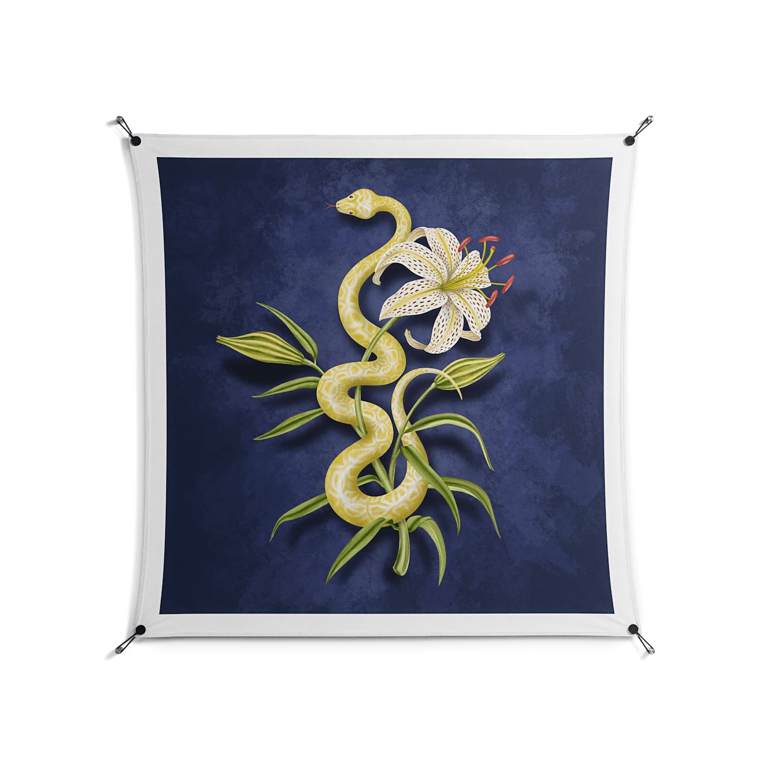 Snake Tigerlily - Work On Wall - Amy Suther - Black - 140 x 140 cm