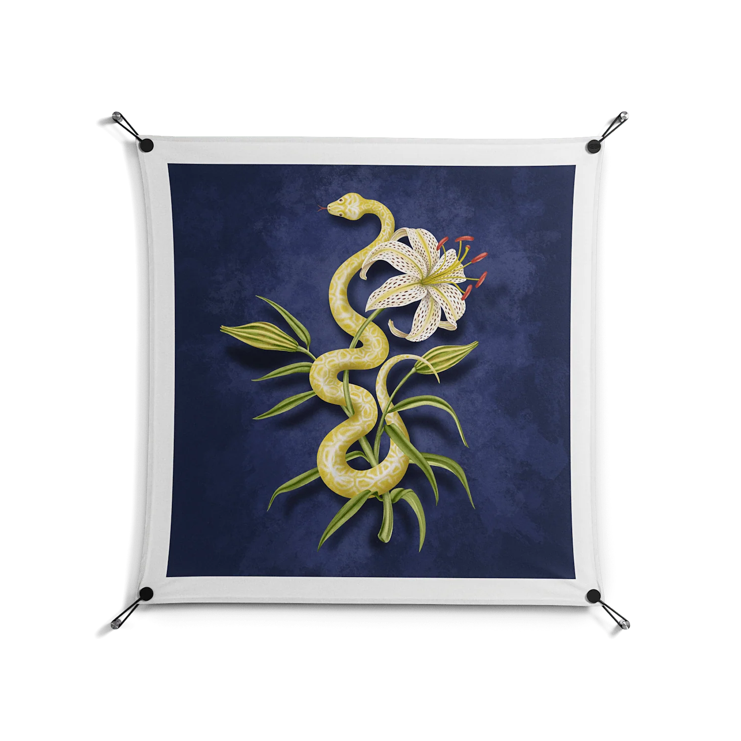 Snake Tigerlily - Work On Wall - Amy Suther - Black - 90 x 90 cm