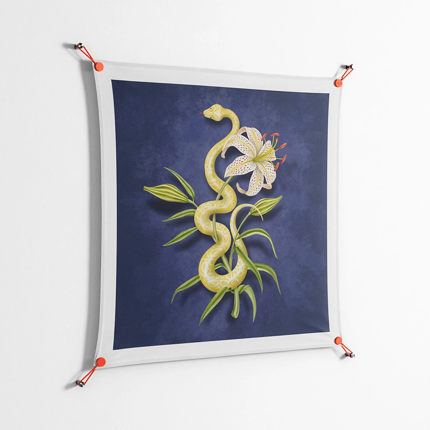 Snake Tigerlily - Work On Wall - Amy Suther - Orange - 90 x 90 cm - Image 2