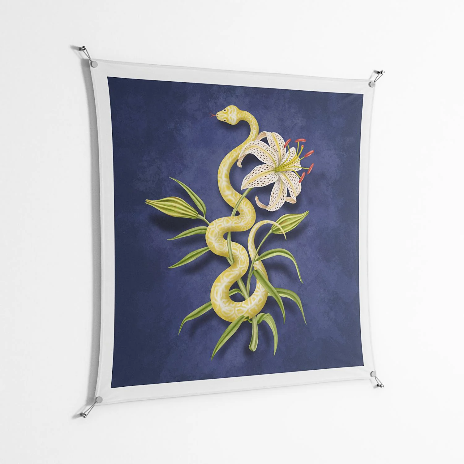 Snake Tigerlily - Work On Wall - Amy Suther - Silver - 140 x 140 cm - Image 2