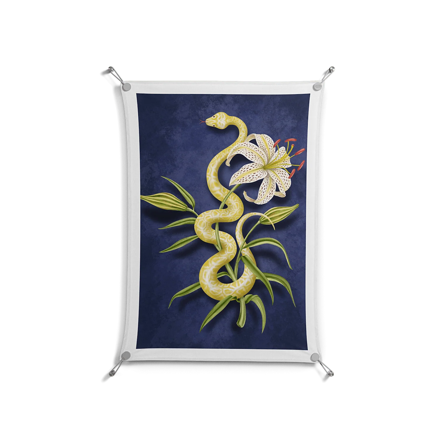 Snake Tigerlily - Work On Wall - Amy Suther - Silver - 70 x 100 cm