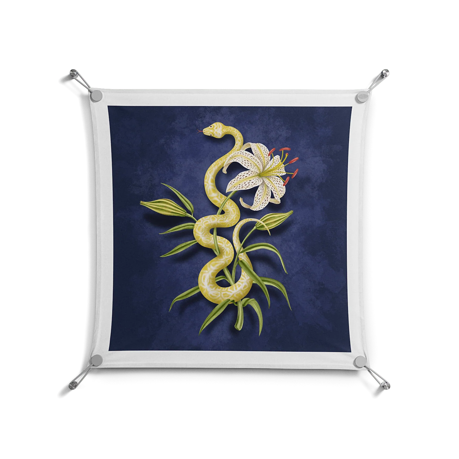 Snake Tigerlily - Work On Wall - Amy Suther - Silver - 70 x 70 cm
