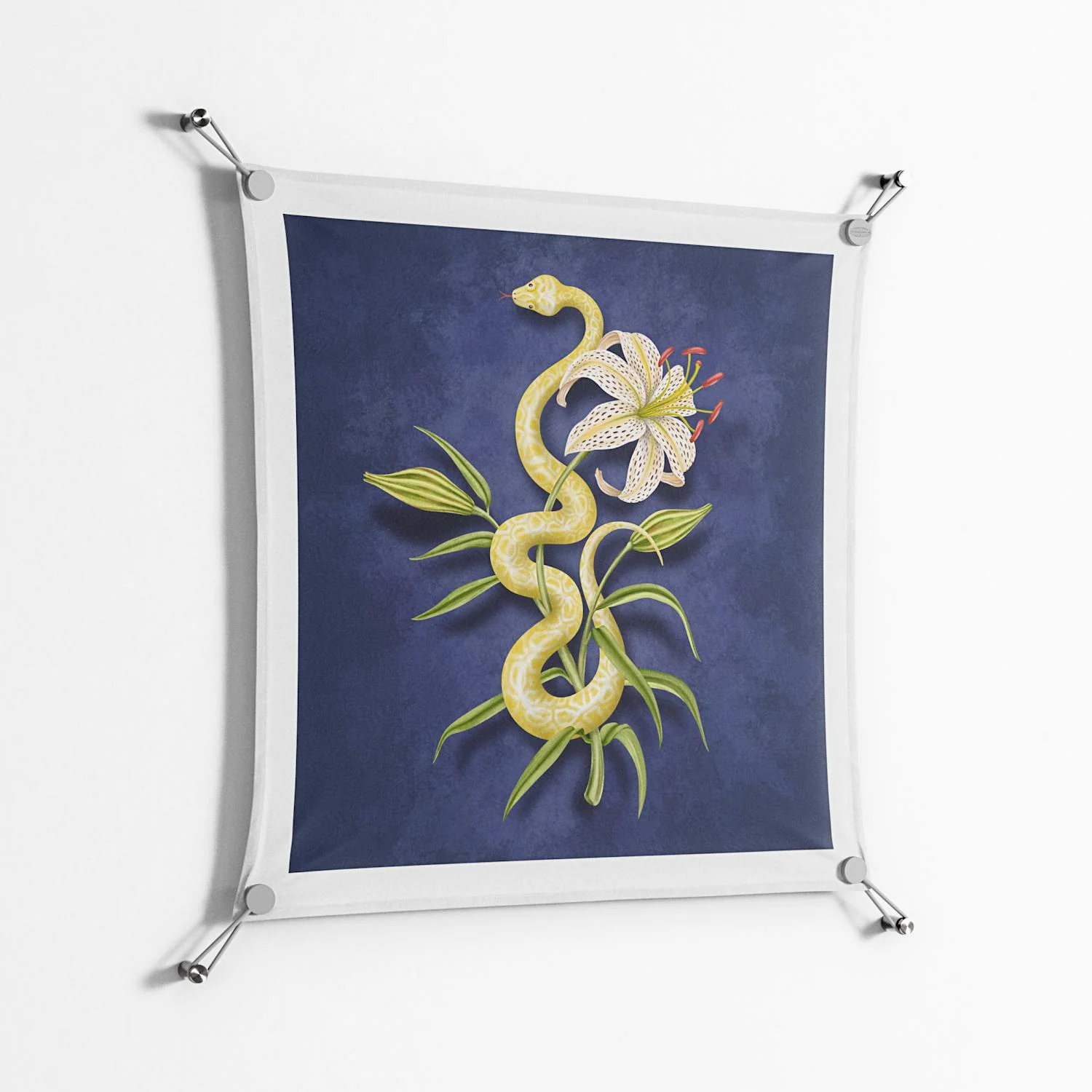Snake Tigerlily - Work On Wall - Amy Suther - Silver - 70 x 70 cm - Image 2