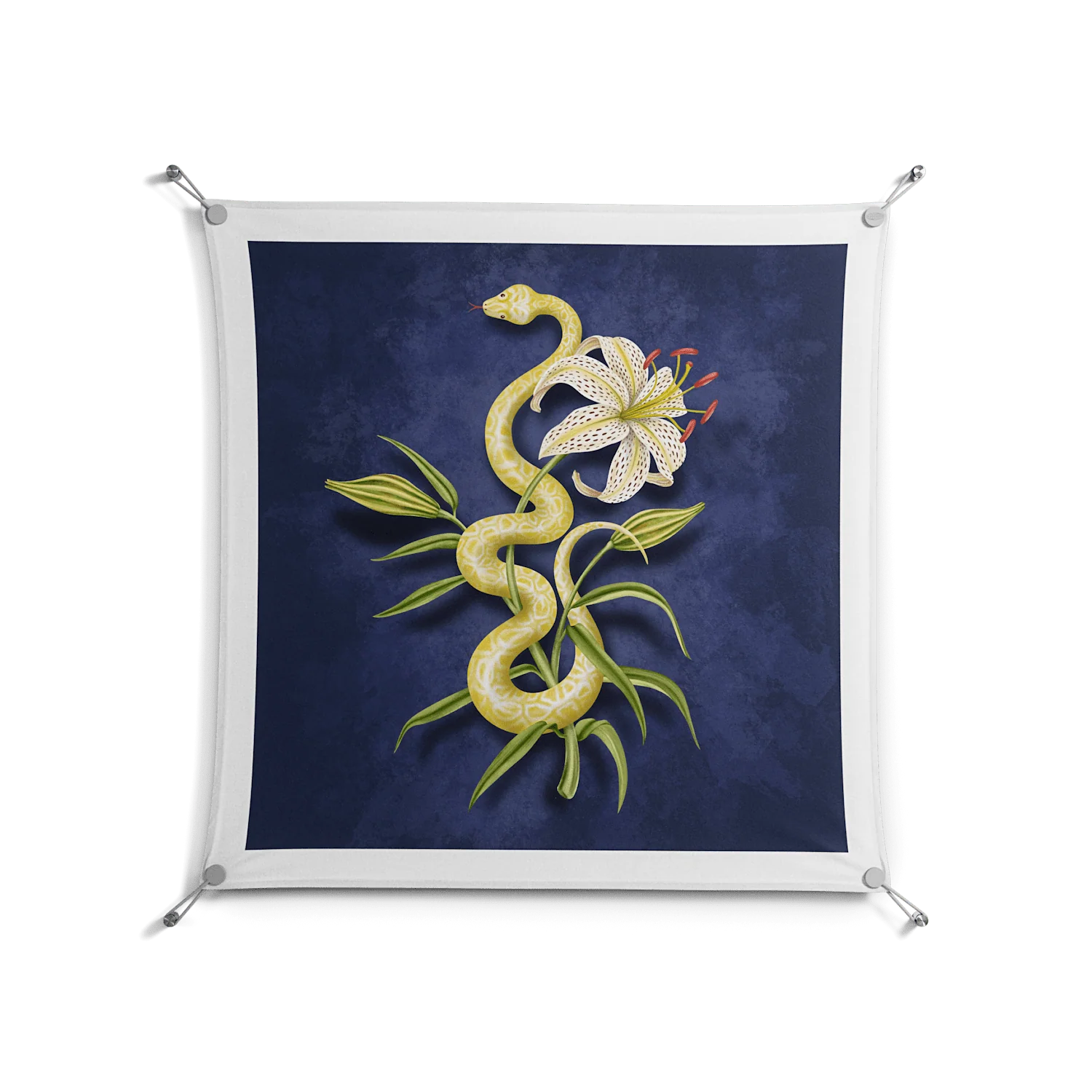 Snake Tigerlily - Work On Wall - Amy Suther - Silver - 90 x 90 cm