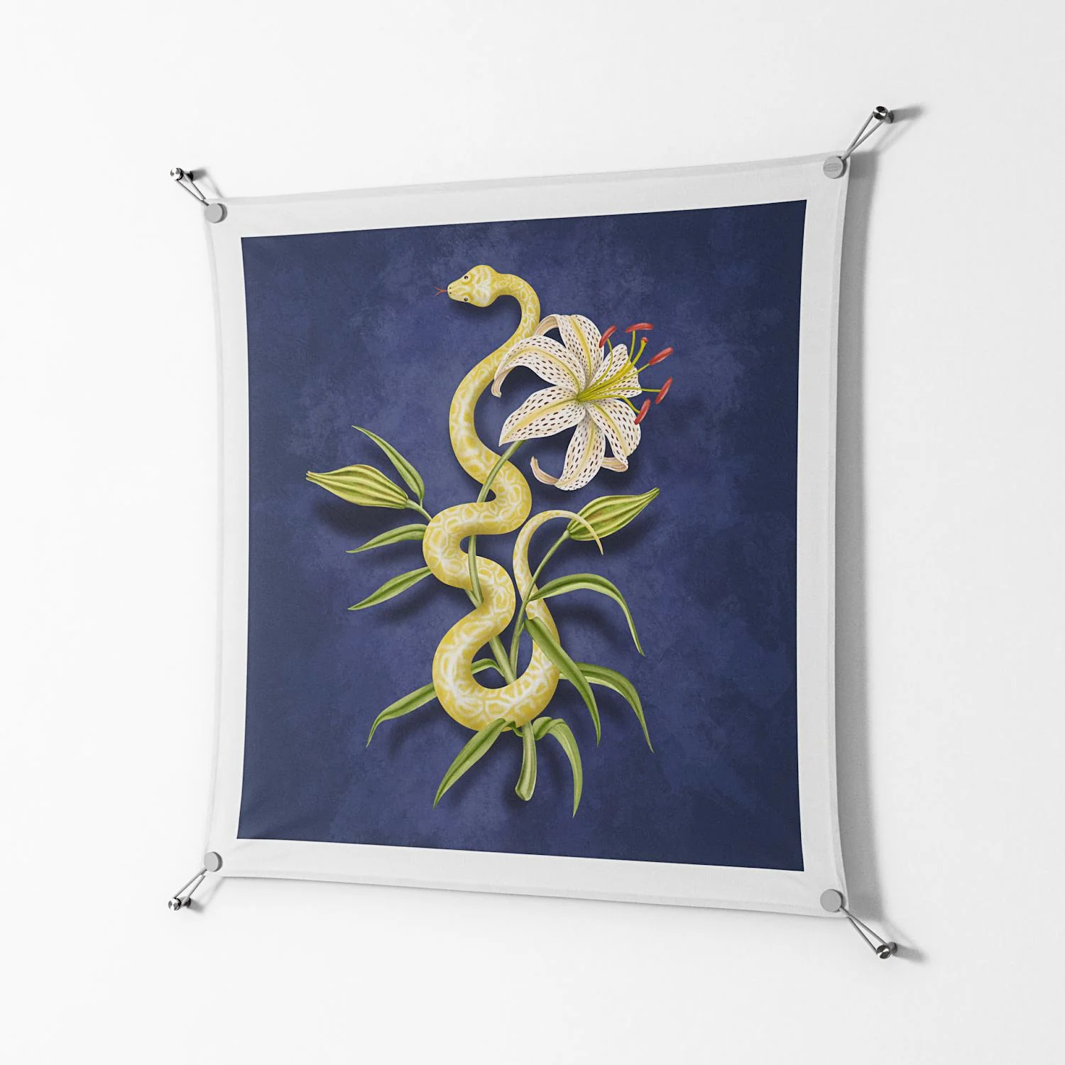 Snake Tigerlily - Work On Wall - Amy Suther - Silver - 90 x 90 cm - Image 2