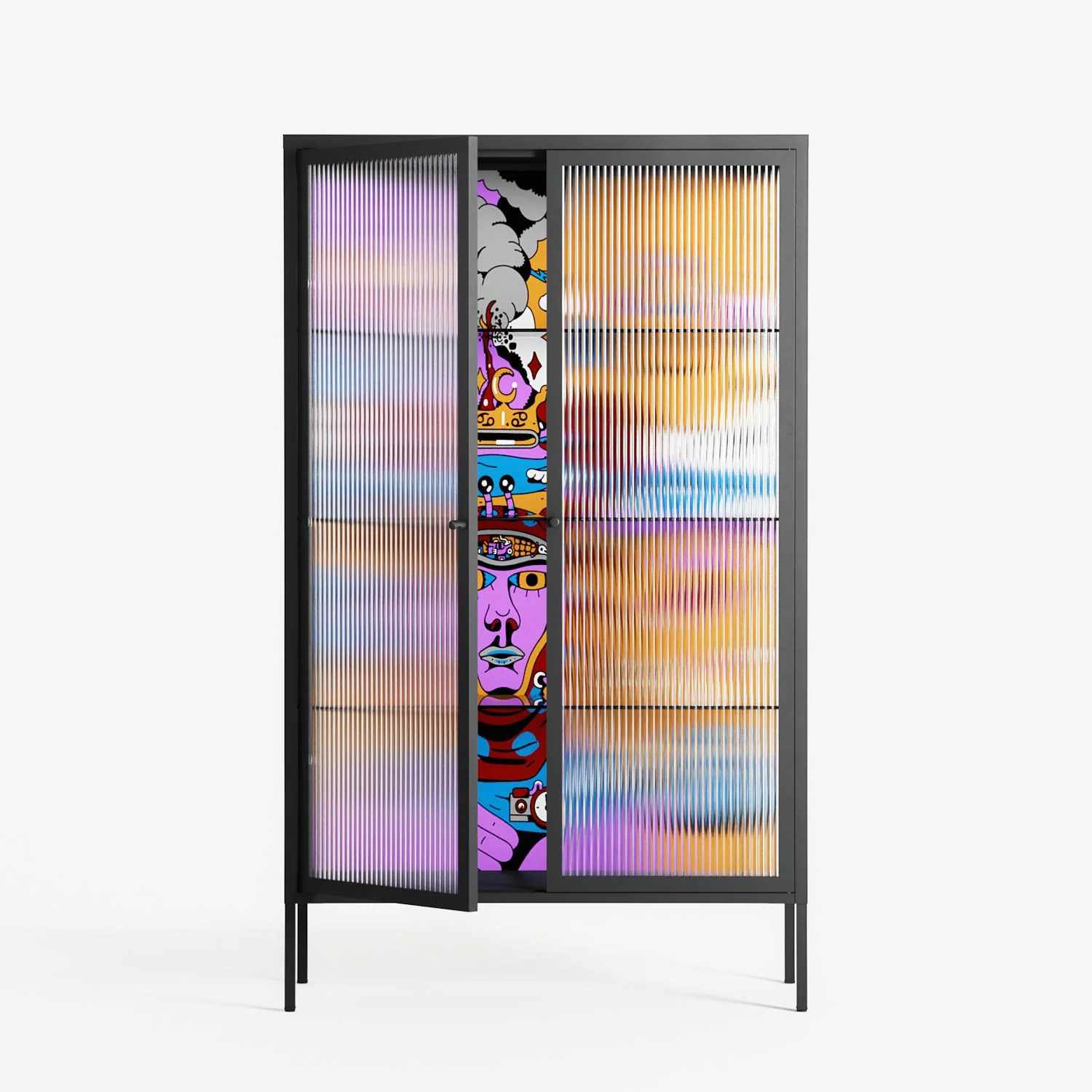 Solar Cancer - Cabinet - Cezar Berje - Antracite - Reeded glass - Image 2