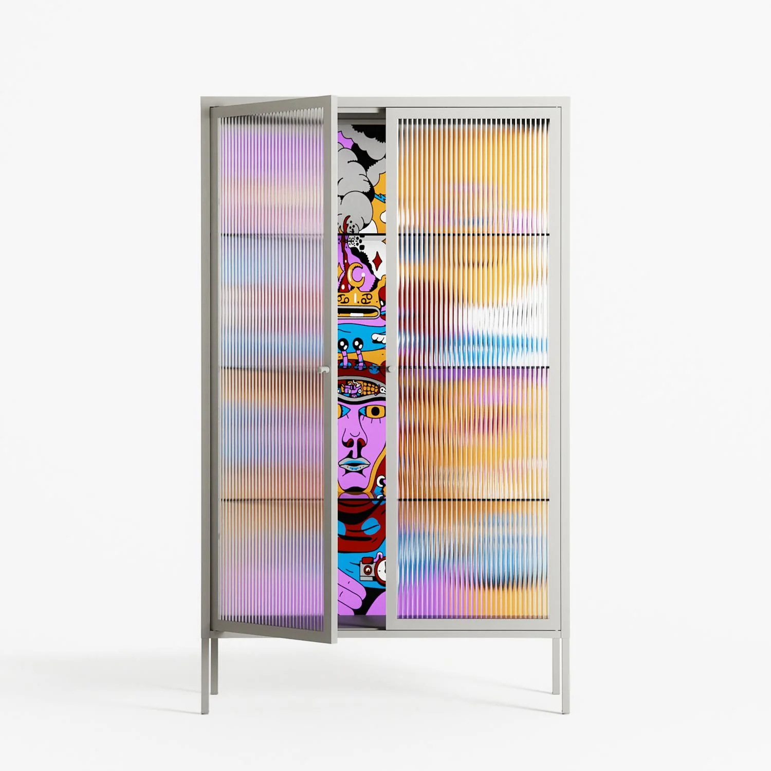 Solar Cancer - Cabinet - Cezar Berje - Chalk - Reeded glass - Image 2