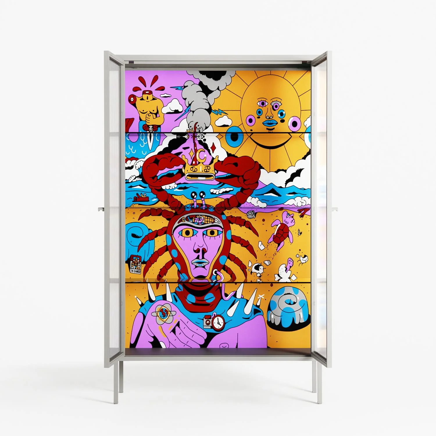 Solar Cancer - Cabinet - Cezar Berje - Chalk - Reeded glass - Image 3