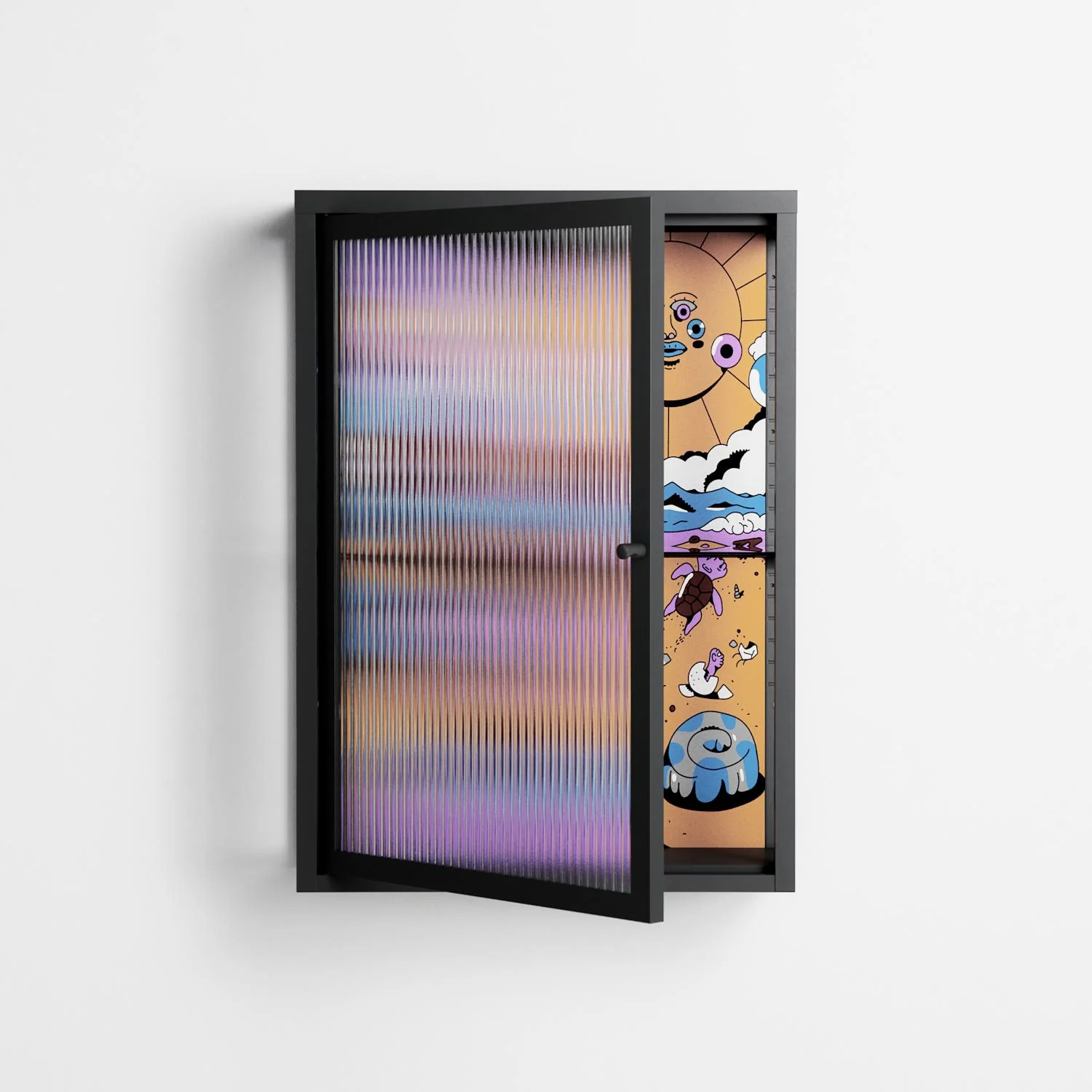 Solar Cancer - Wall Cabinet - Cezar Berje - Antracite - Reeded glass - Image 2