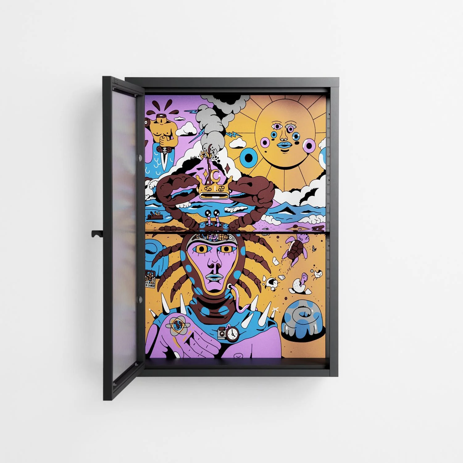Solar Cancer - Wall Cabinet - Cezar Berje - Antracite - Reeded glass - Image 3