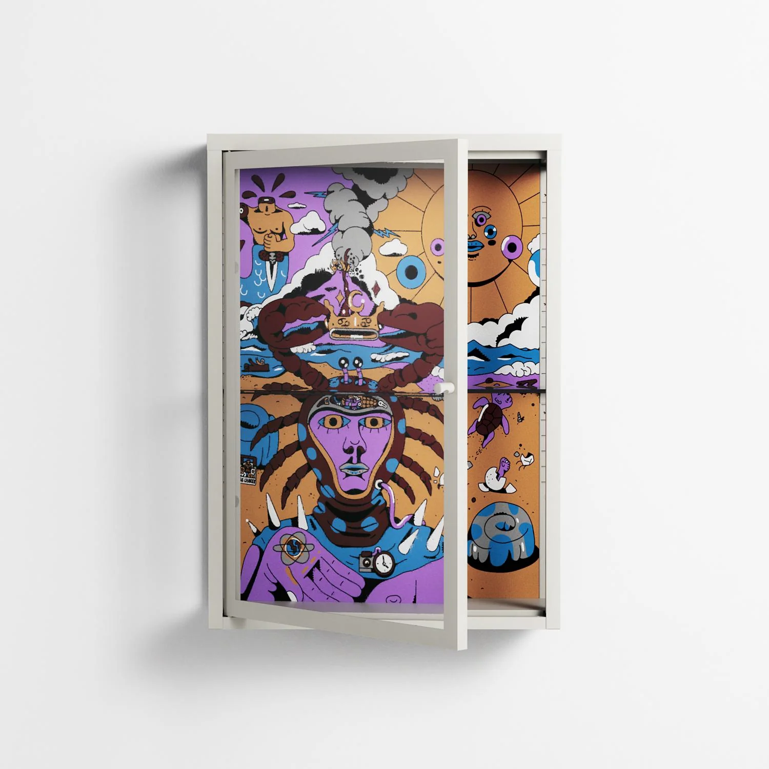 Solar Cancer - Wall Cabinet - Cezar Berje - Chalk - Clear glass - Image 2