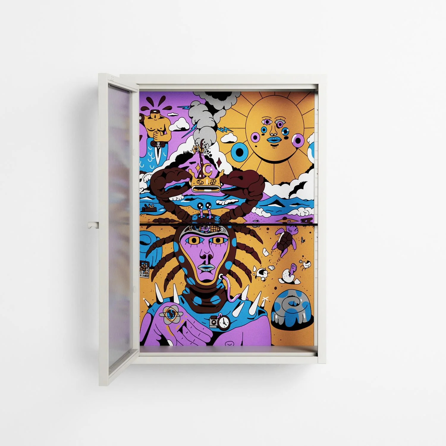 Solar Cancer - Wall Cabinet - Cezar Berje - Chalk - Reeded glass - Image 3