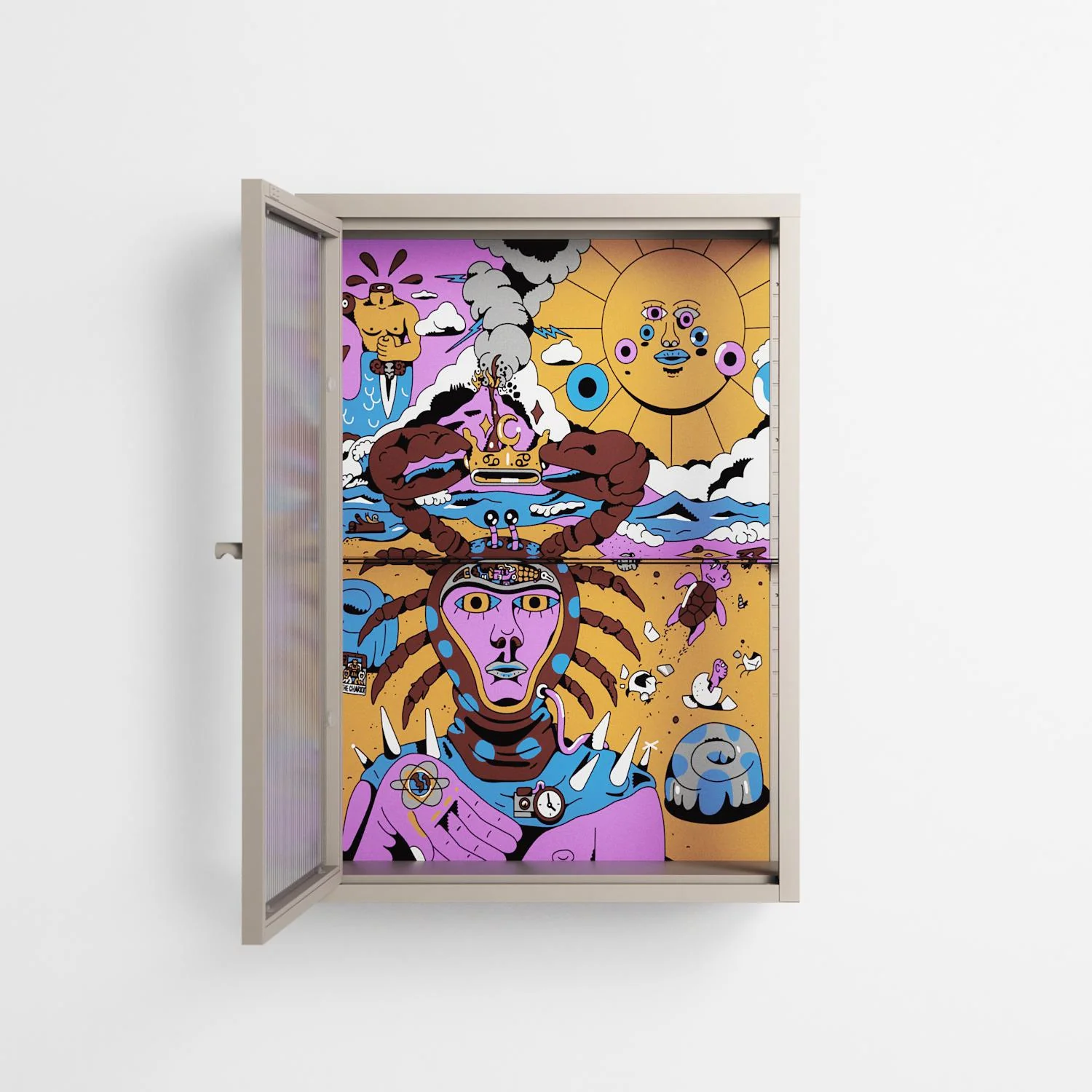 Solar Cancer - Wall Cabinet - Cezar Berje - Pebble - Reeded glass - Image 3