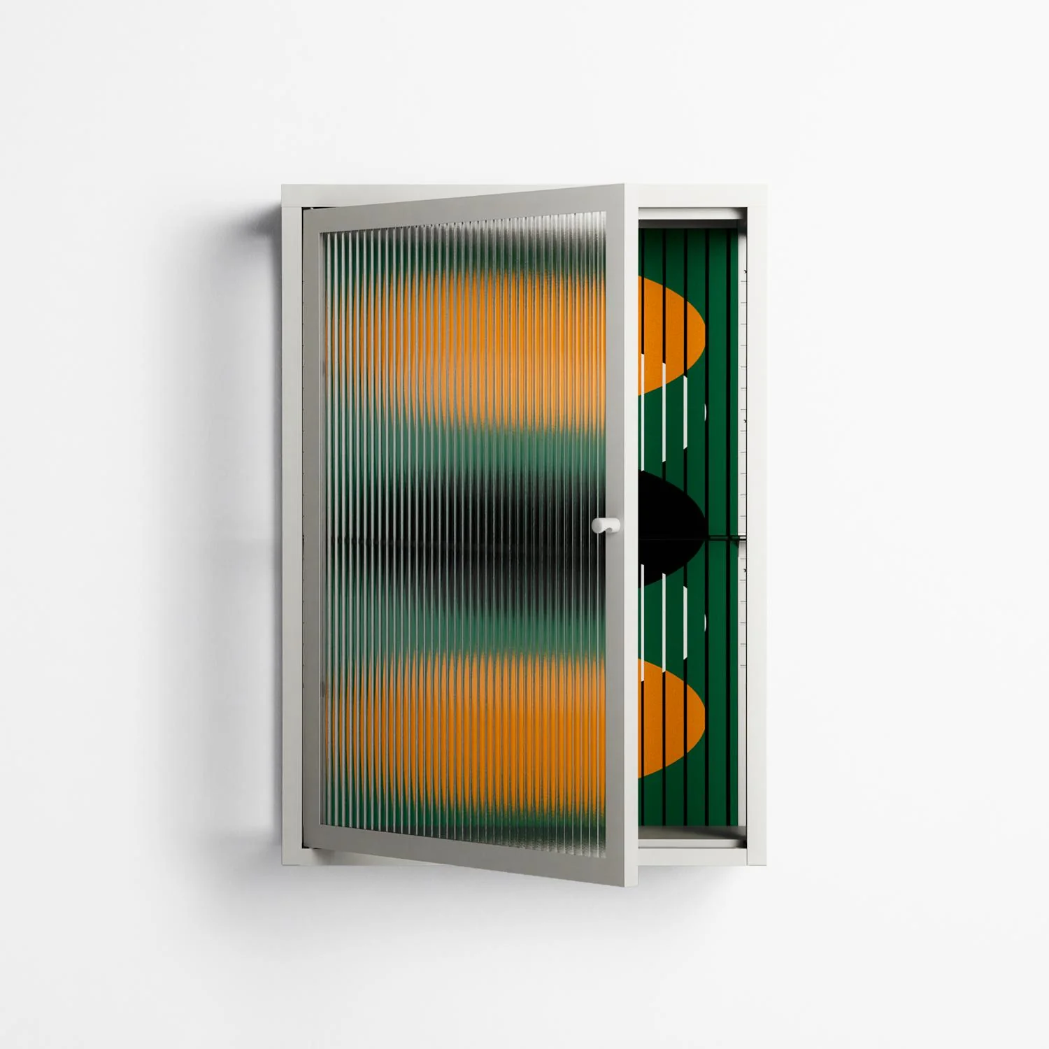 Soul Split - Wall Cabinet - Oluwasheyi Adebayo - Chalk - Reeded glass - Image 2