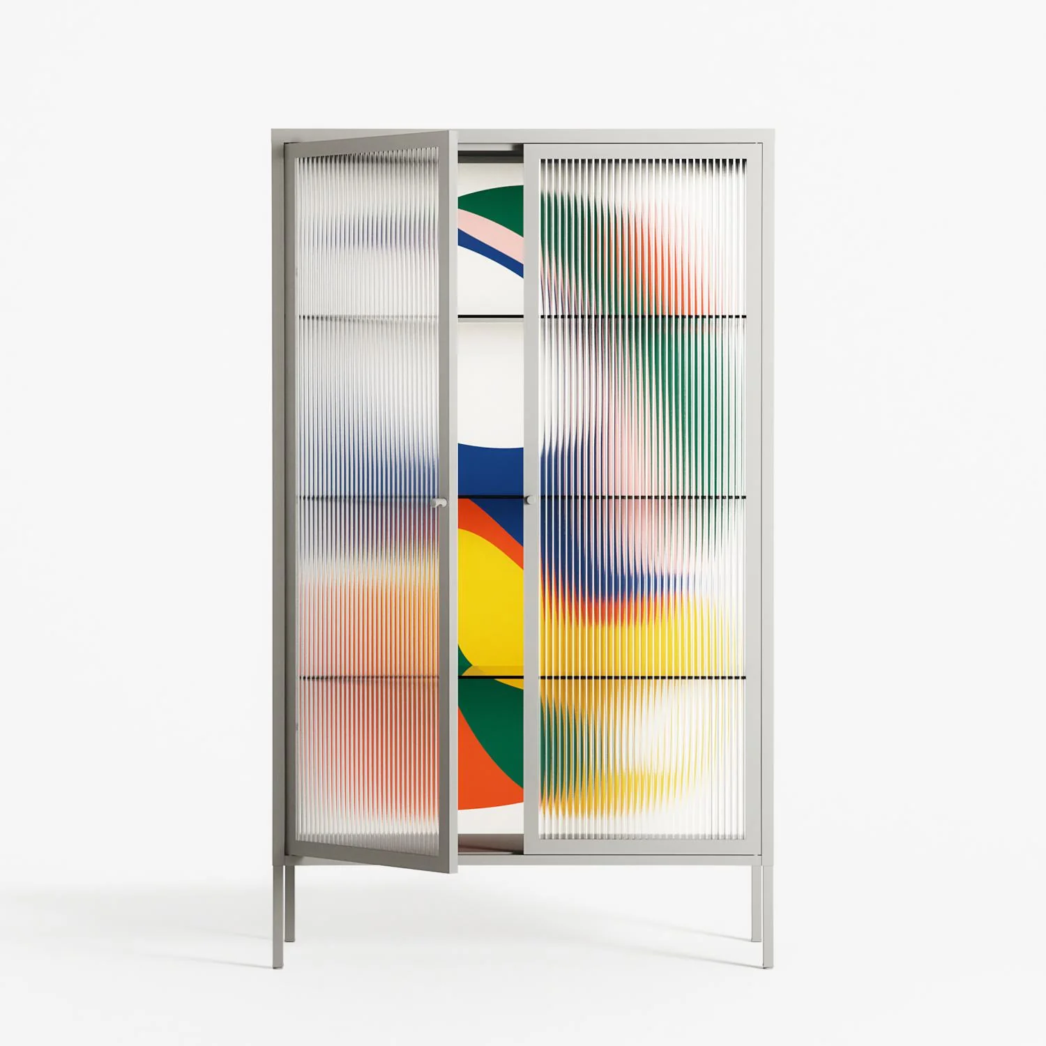 Spilled Paint - Cabinet - Vratislav Pecka - Chalk - Reeded glass - Image 2