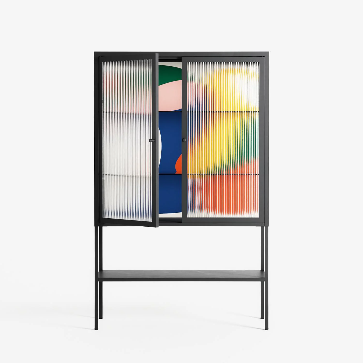 Spilled Paint - Loft Cabinet - Vratislav Pecka - Antracite - Reeded glass - Image 2