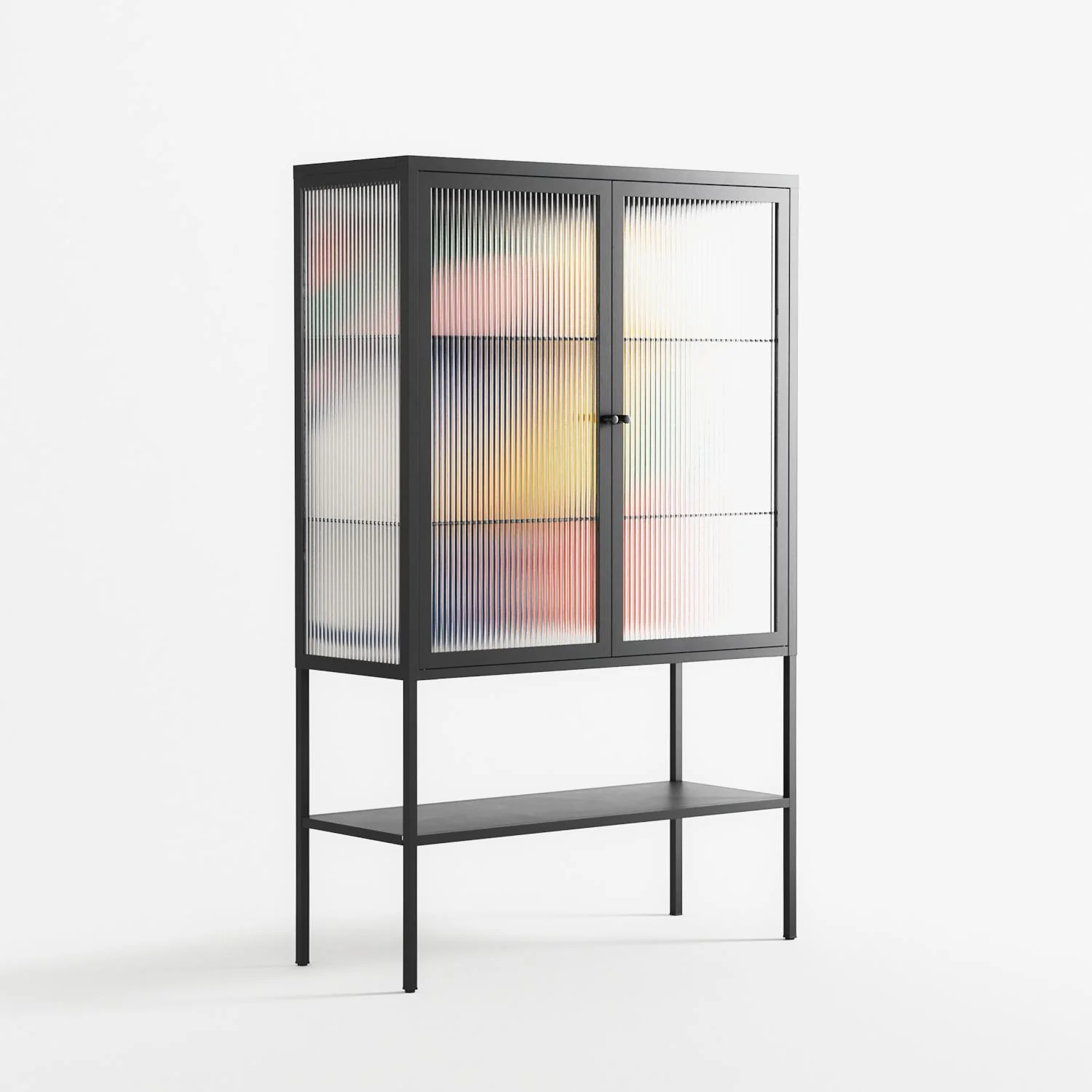 Spilled Paint - Loft Cabinet - Vratislav Pecka - Antracite - Reeded glass - Image 4
