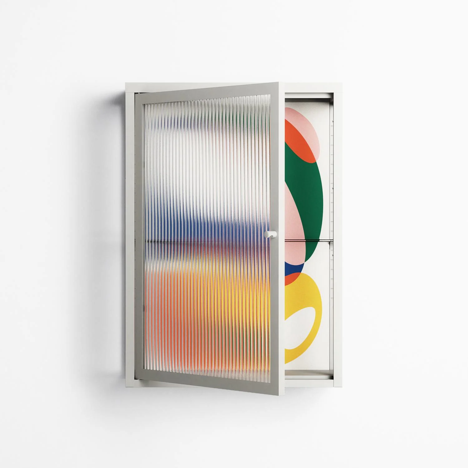 Spilled Paint - Wall Cabinet - Vratislav Pecka - Chalk - Reeded glass - Image 2