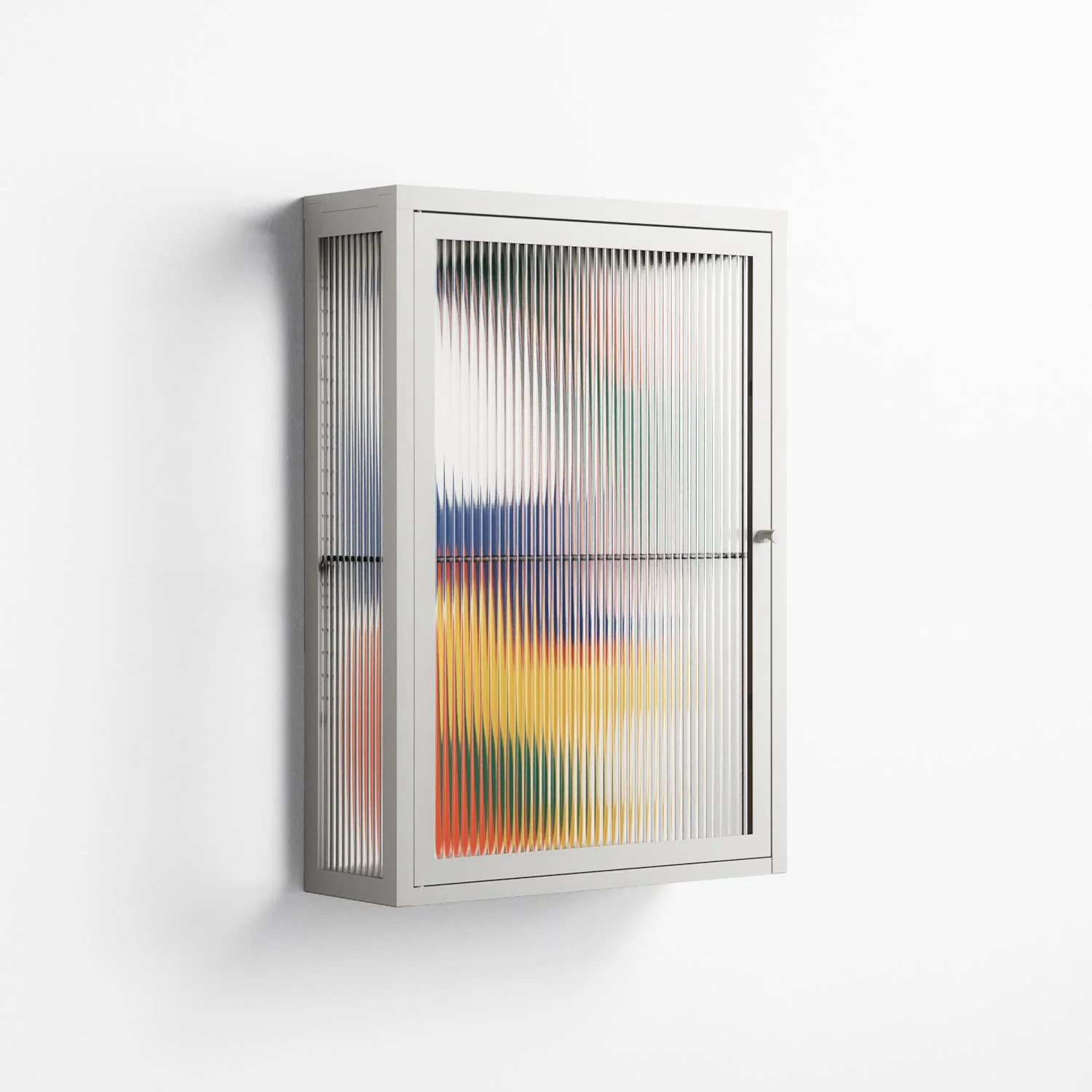 Spilled Paint - Wall Cabinet - Vratislav Pecka - Chalk - Reeded glass - Image 4
