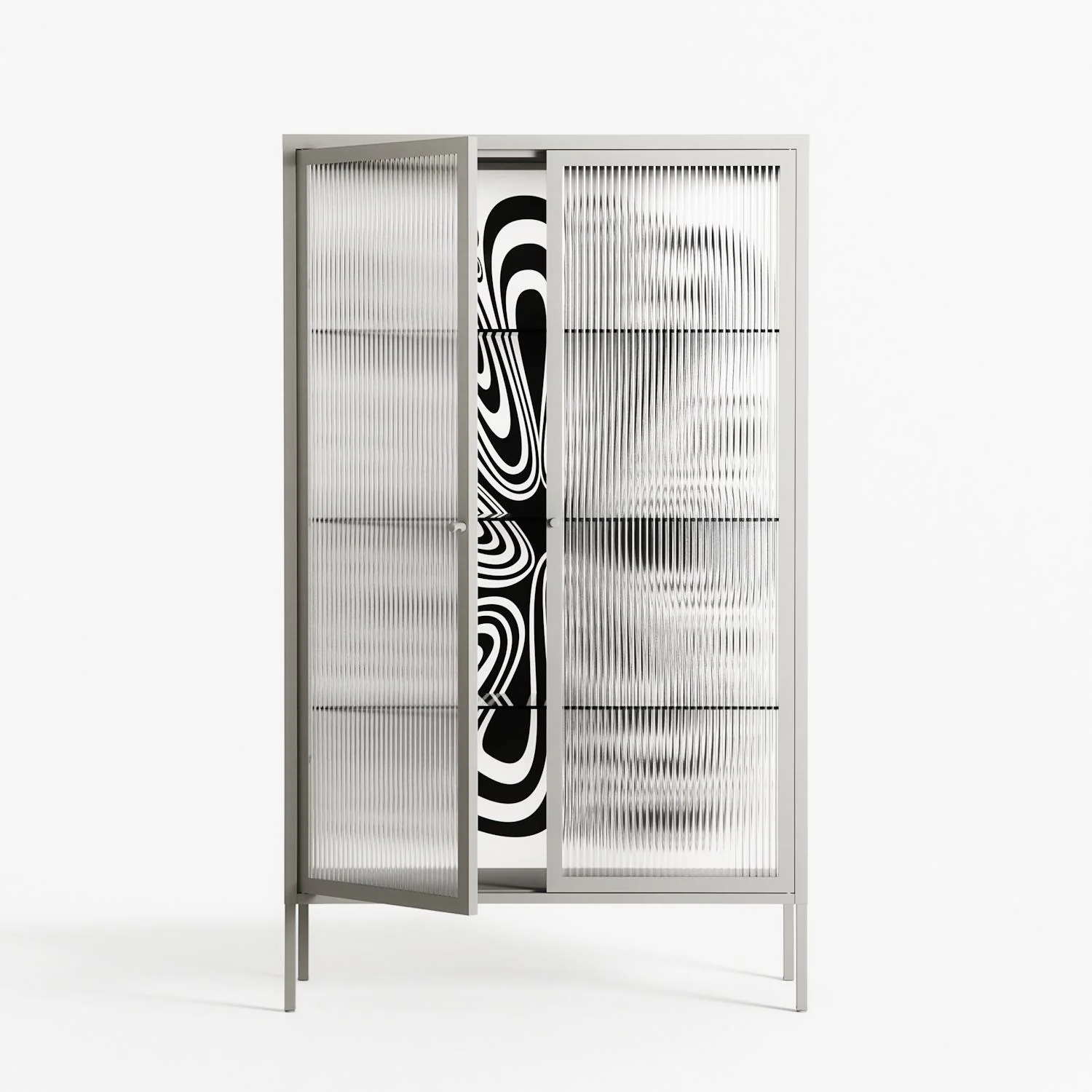 Splash of black - Cabinet - Vratislav Pecka - Chalk - Reeded glass - Image 2