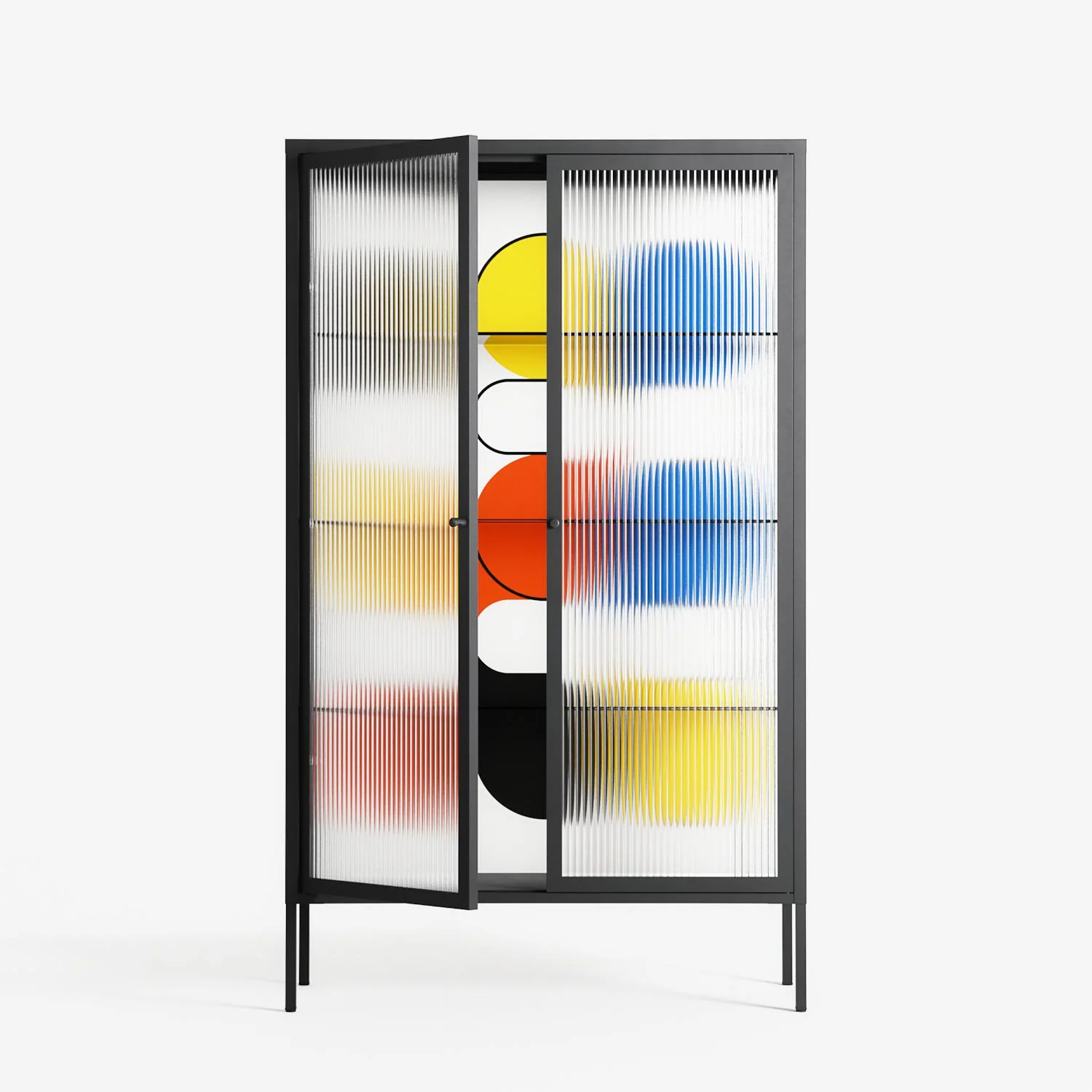 Springs - Cabinet - Vratislav Pecka - Antracite - Reeded glass - Image 2