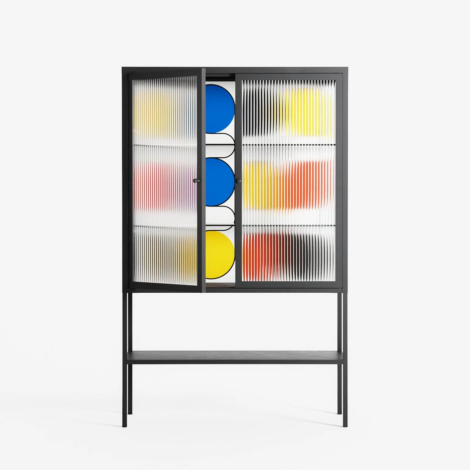 Springs - Loft Cabinet - Vratislav Pecka - Antracite - Reeded glass - Image 2