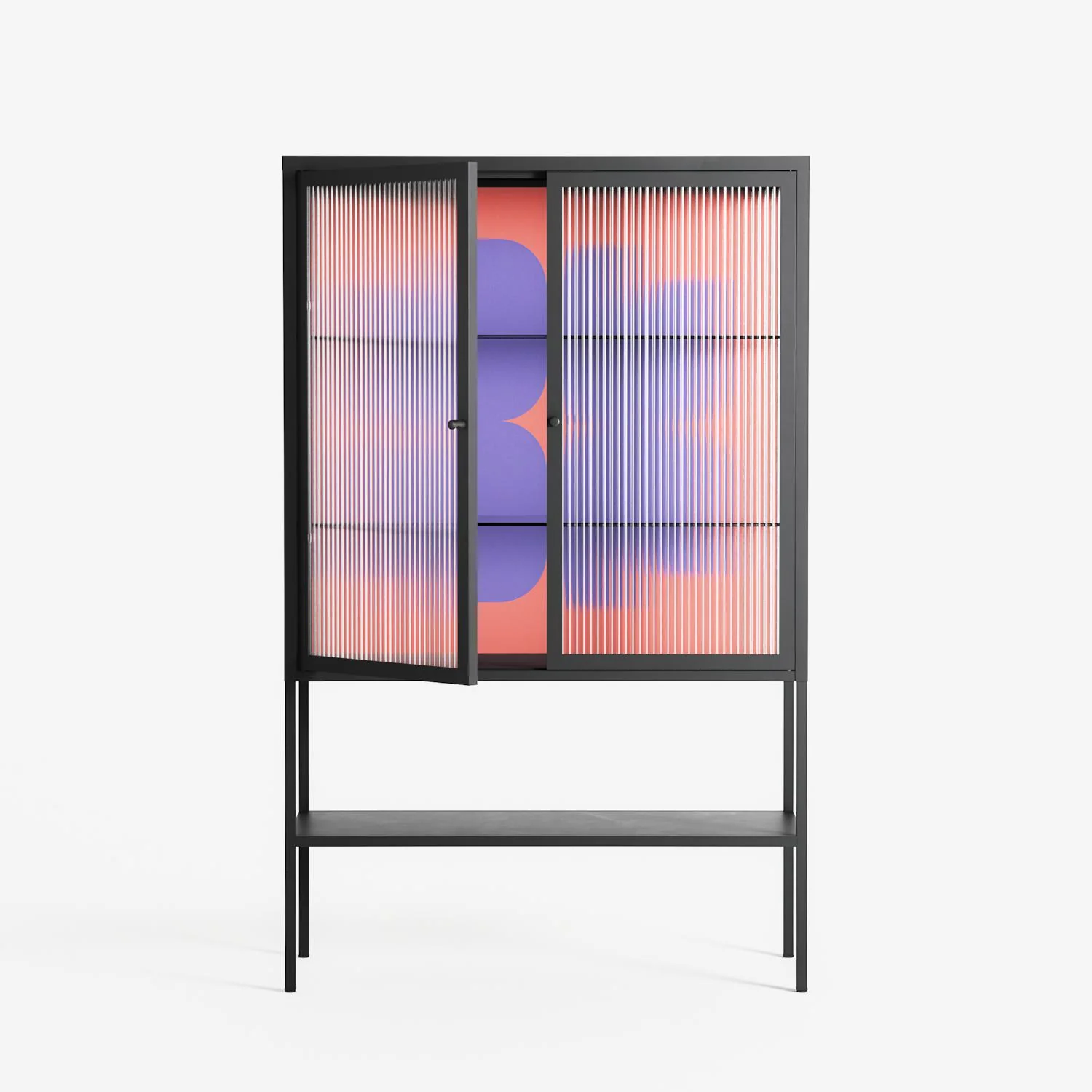 Stella - Loft Cabinet - Linus Lohoff - Antracite - Reeded glass - Image 2