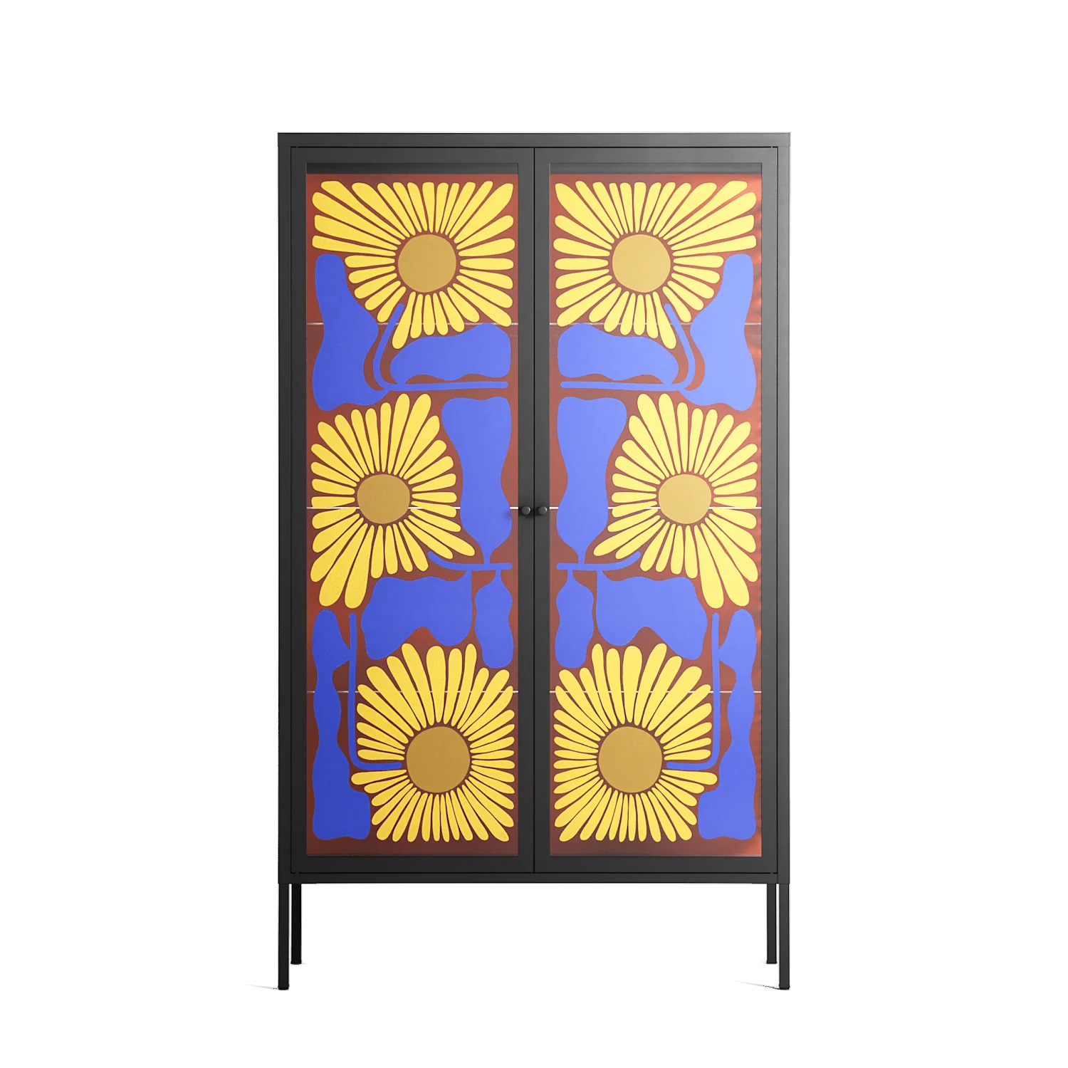 Sunflowers - Cabinet - Sandra Hutter - Antracite - Overlay Glass