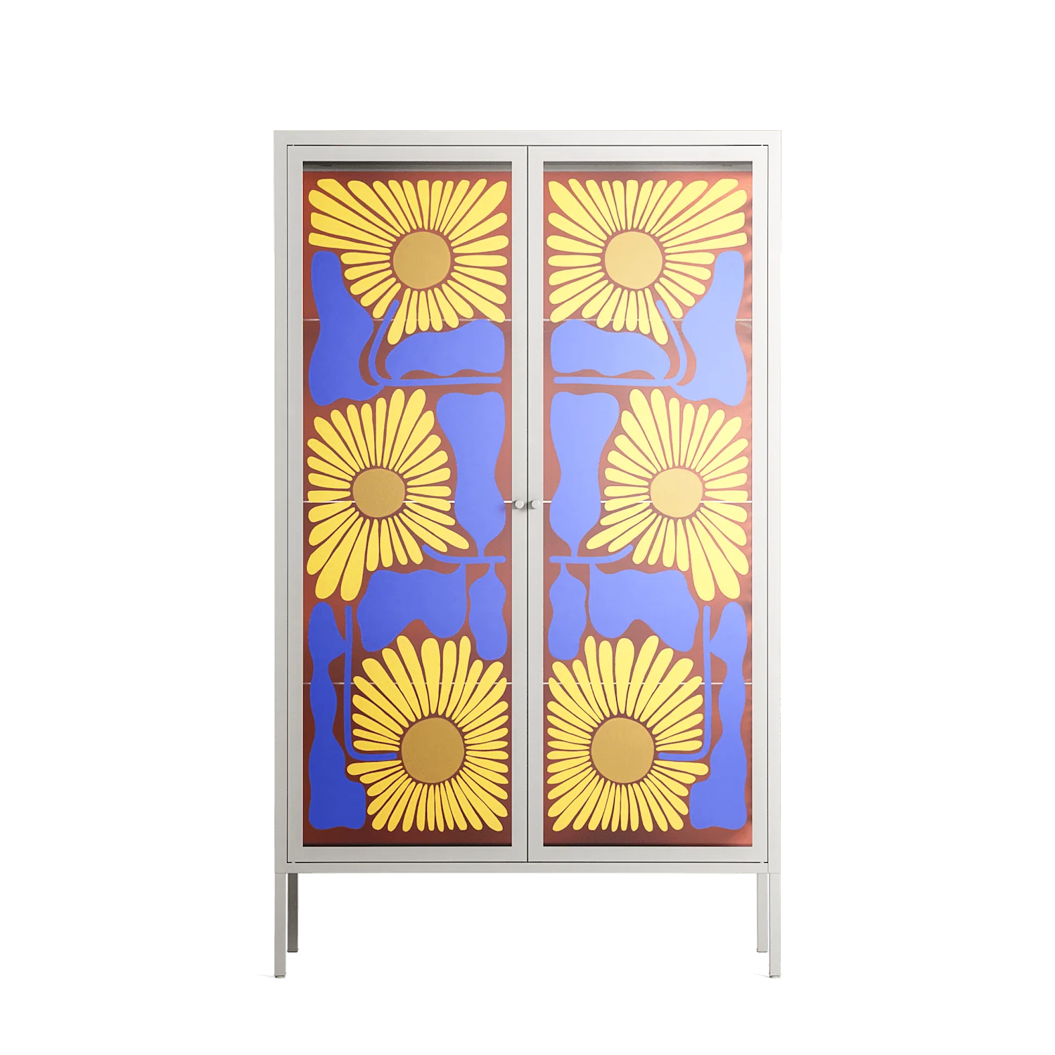 Sunflowers - Cabinet - Sandra Hutter - Chalk - Overlay Glass