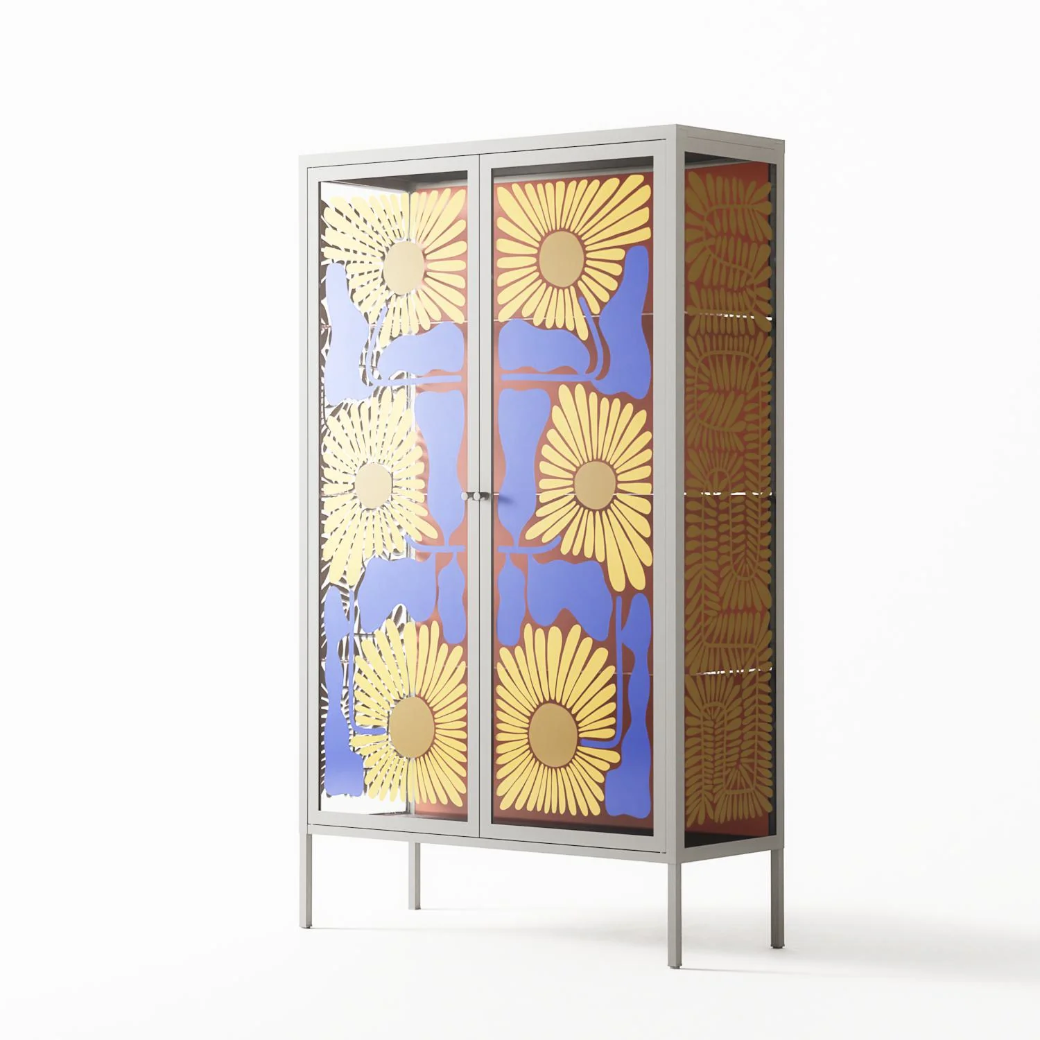 Sunflowers - Cabinet - Sandra Hutter - Chalk - Overlay Glass - Image 2