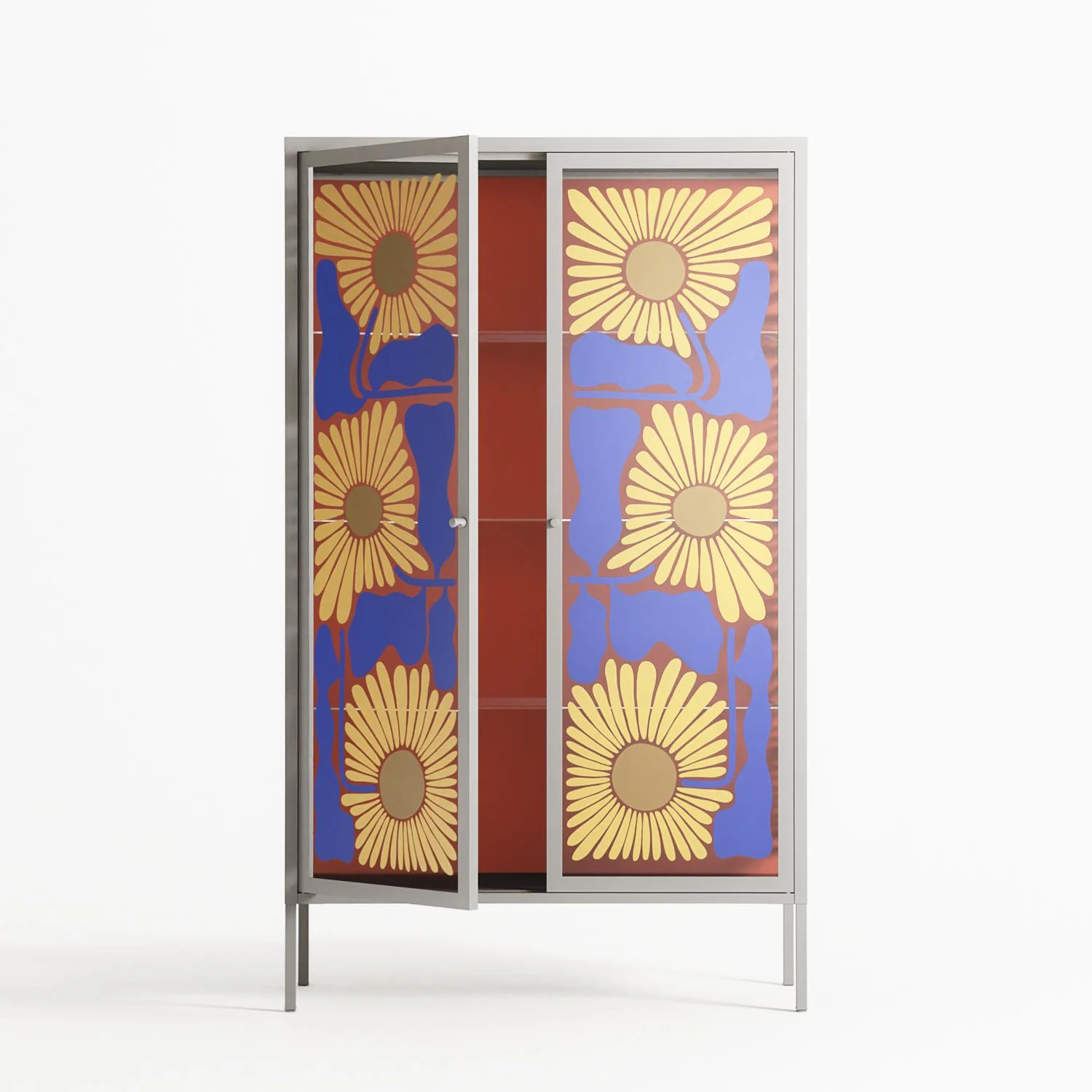Sunflowers - Cabinet - Sandra Hutter - Chalk - Overlay Glass - Image 3