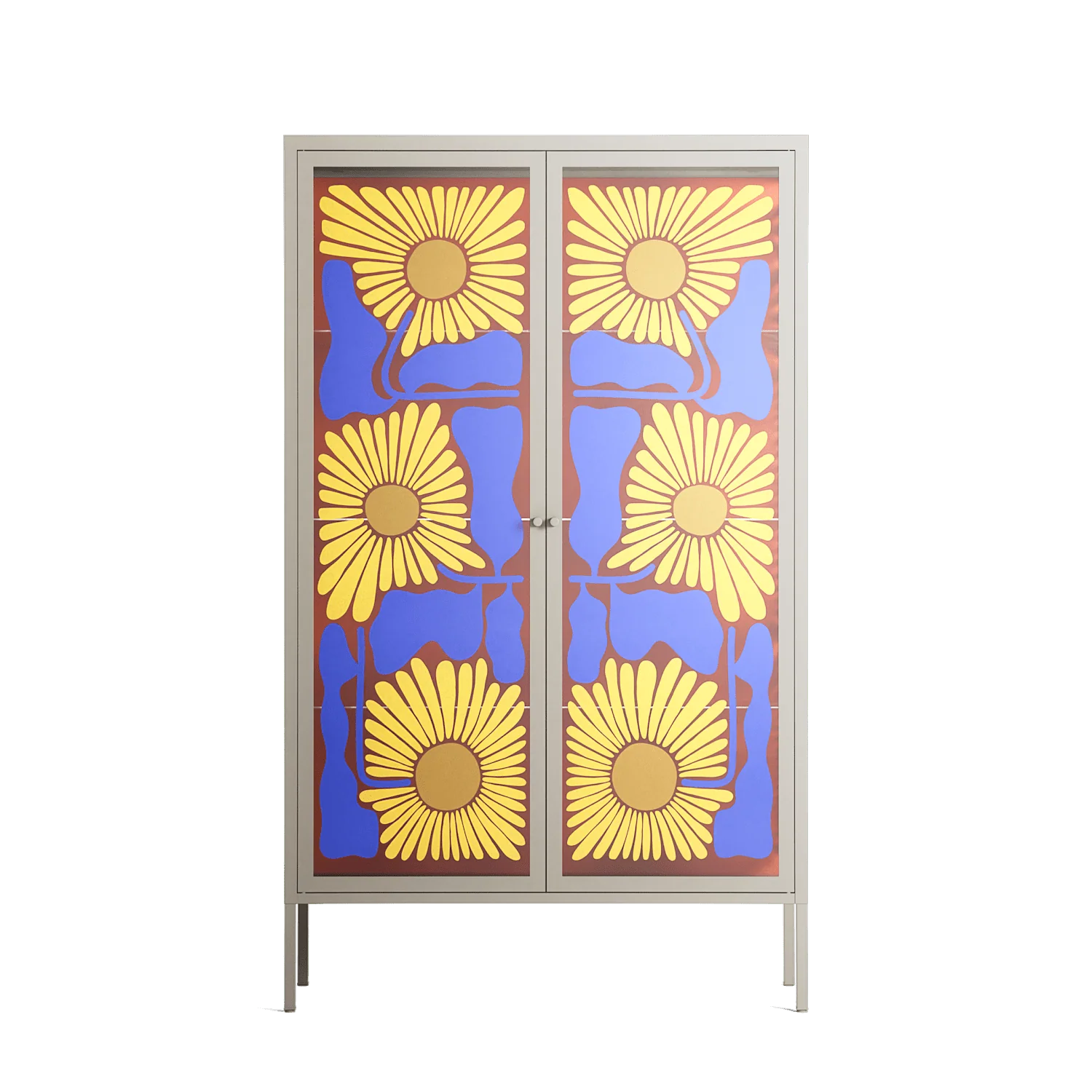 Sunflowers - Cabinet - Sandra Hutter - Pebble - Overlay Glass