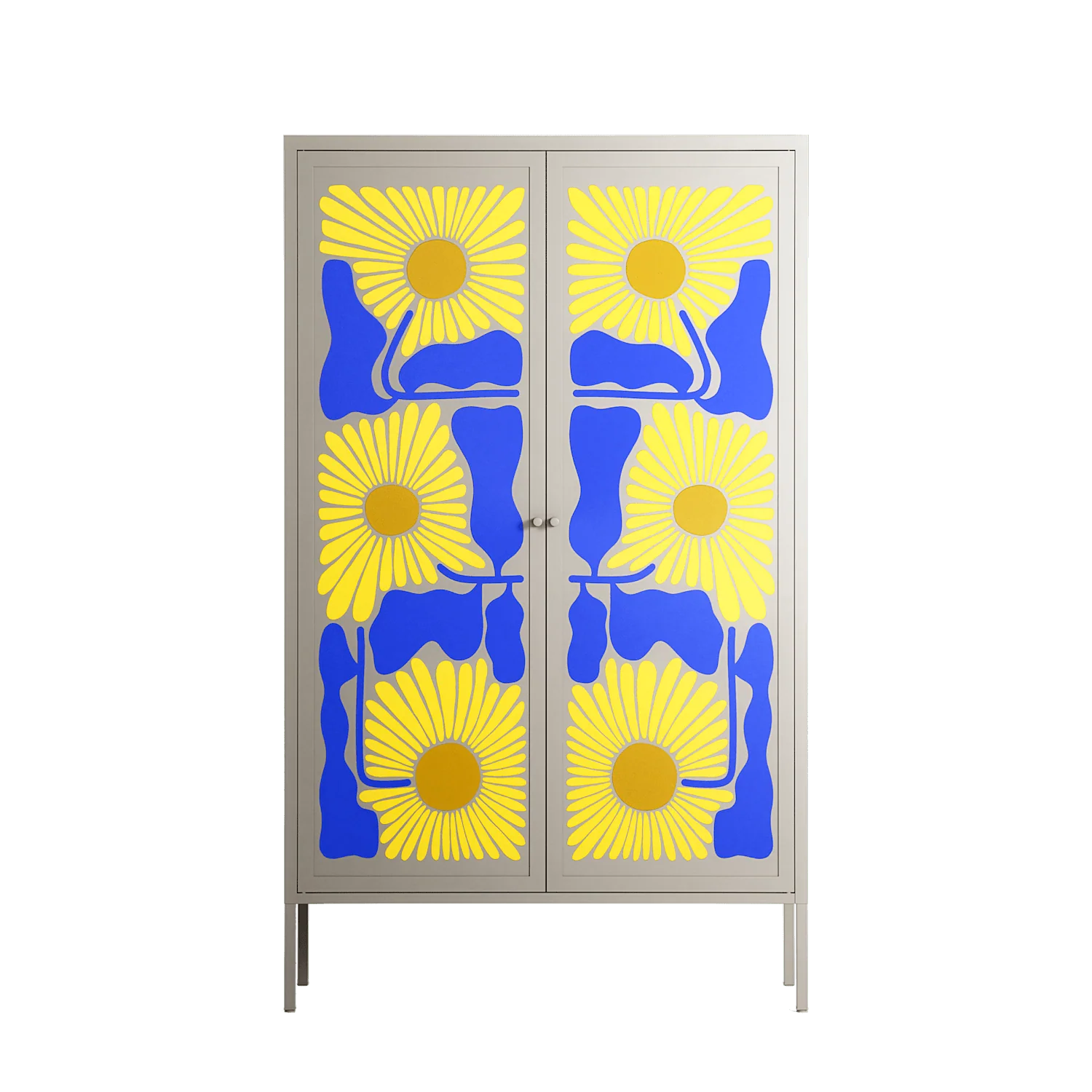 Sunflowers - Cabinet - Sandra Hutter - Pebble - Overlay Metal