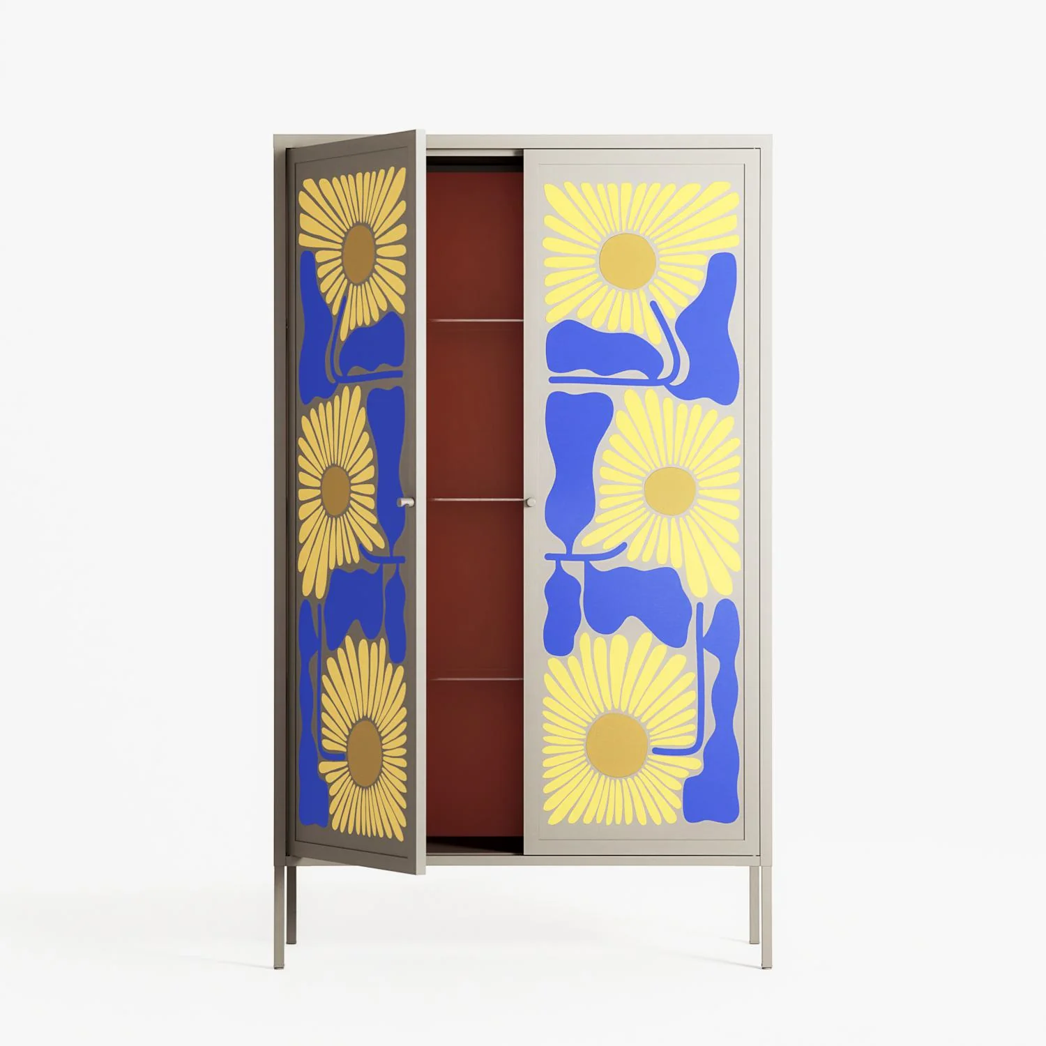 Sunflowers - Cabinet - Sandra Hutter - Pebble - Overlay Metal - Image 3