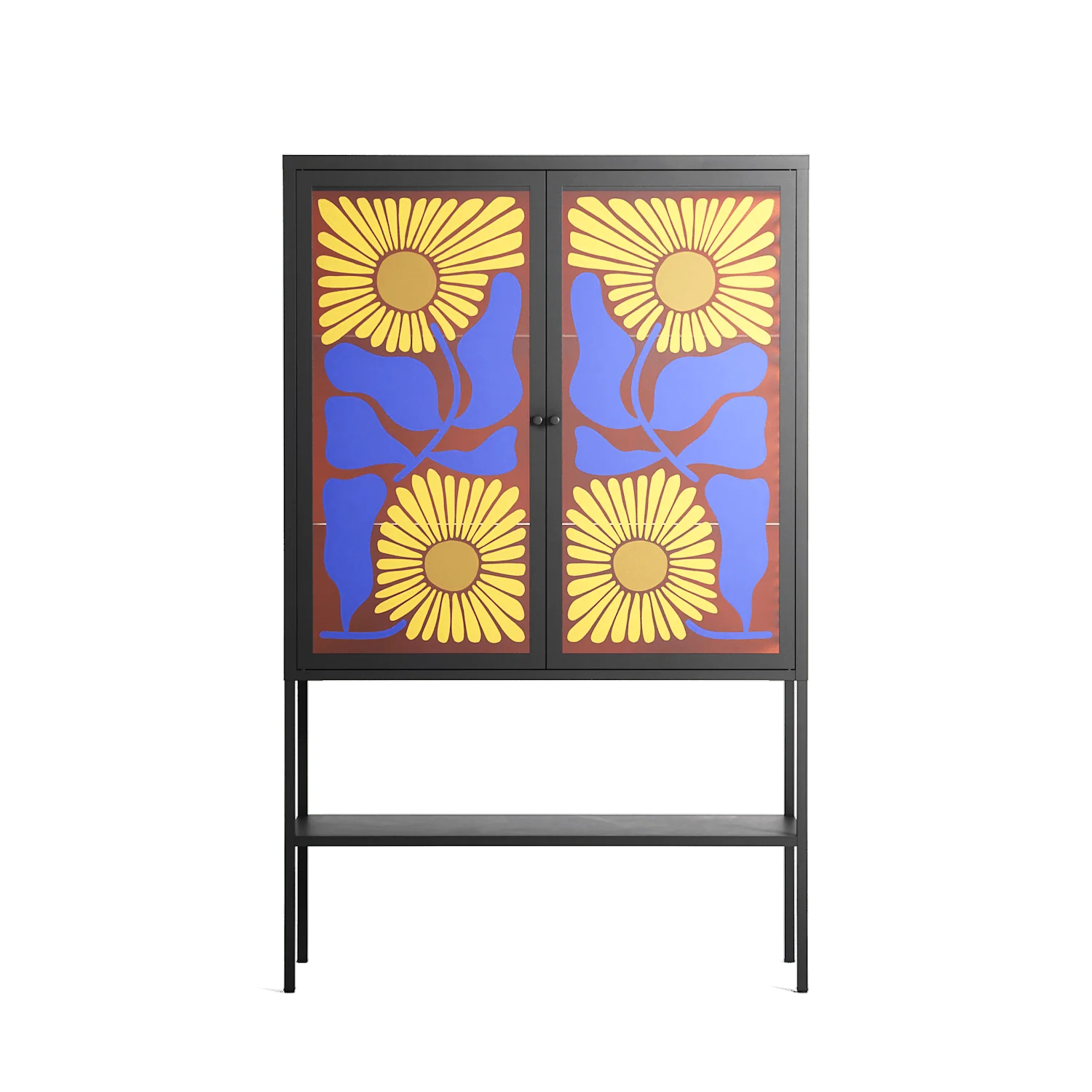 Sunflowers - Loft Cabinet - Sandra Hutter - Antracite - Overlay Glass