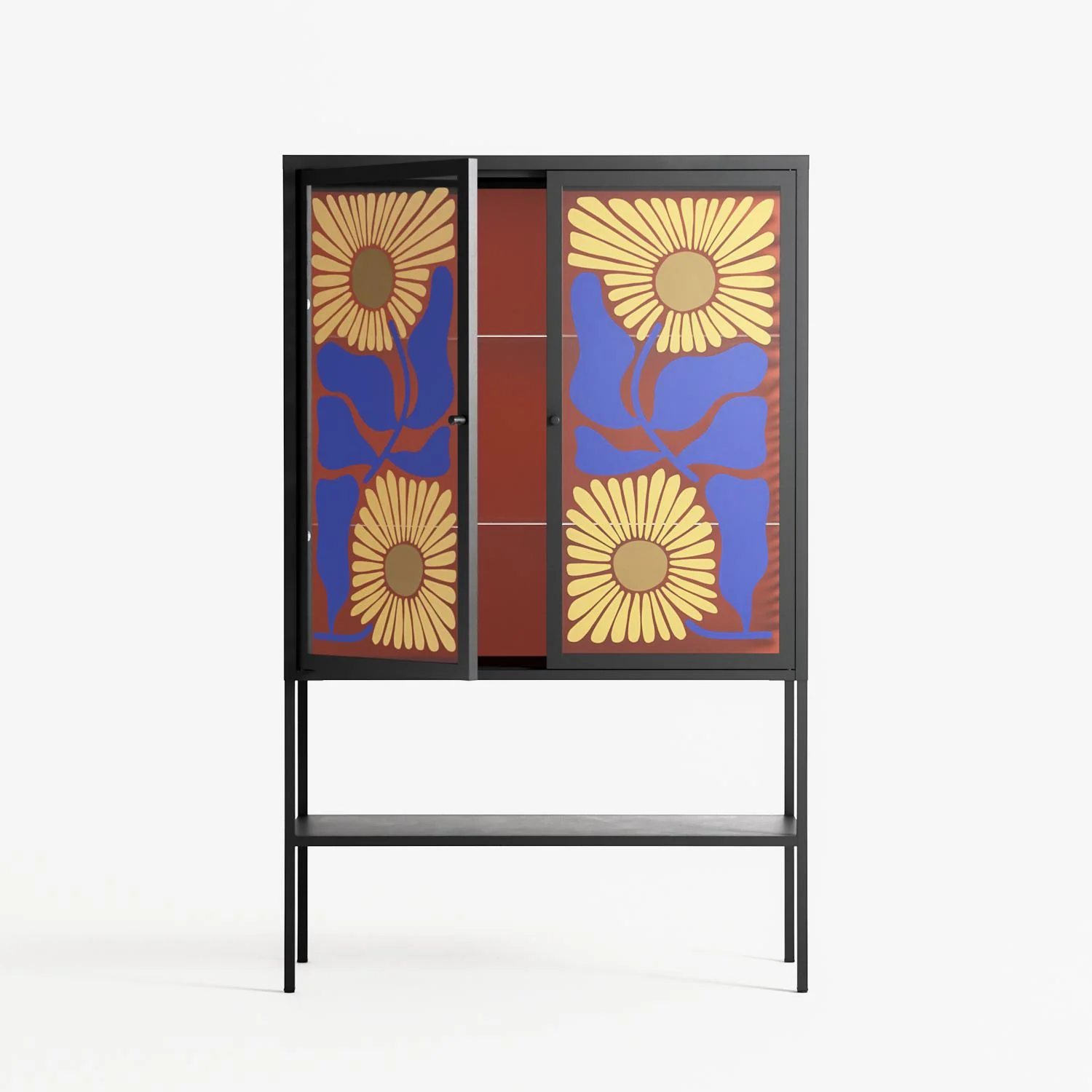 Sunflowers - Loft Cabinet - Sandra Hutter - Antracite - Overlay Glass - Image 3