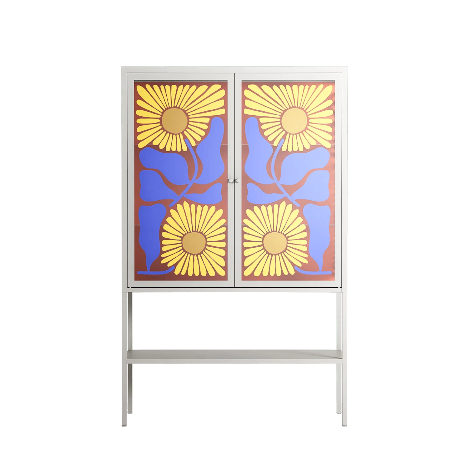 Sunflowers - Loft Cabinet - Sandra Hutter - Chalk - Overlay Glass