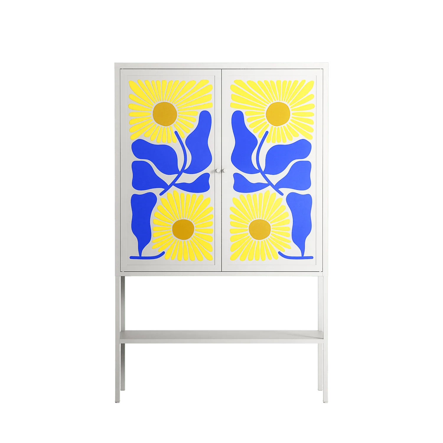 Sunflowers - Loft Cabinet - Sandra Hutter - Chalk - Overlay Metal