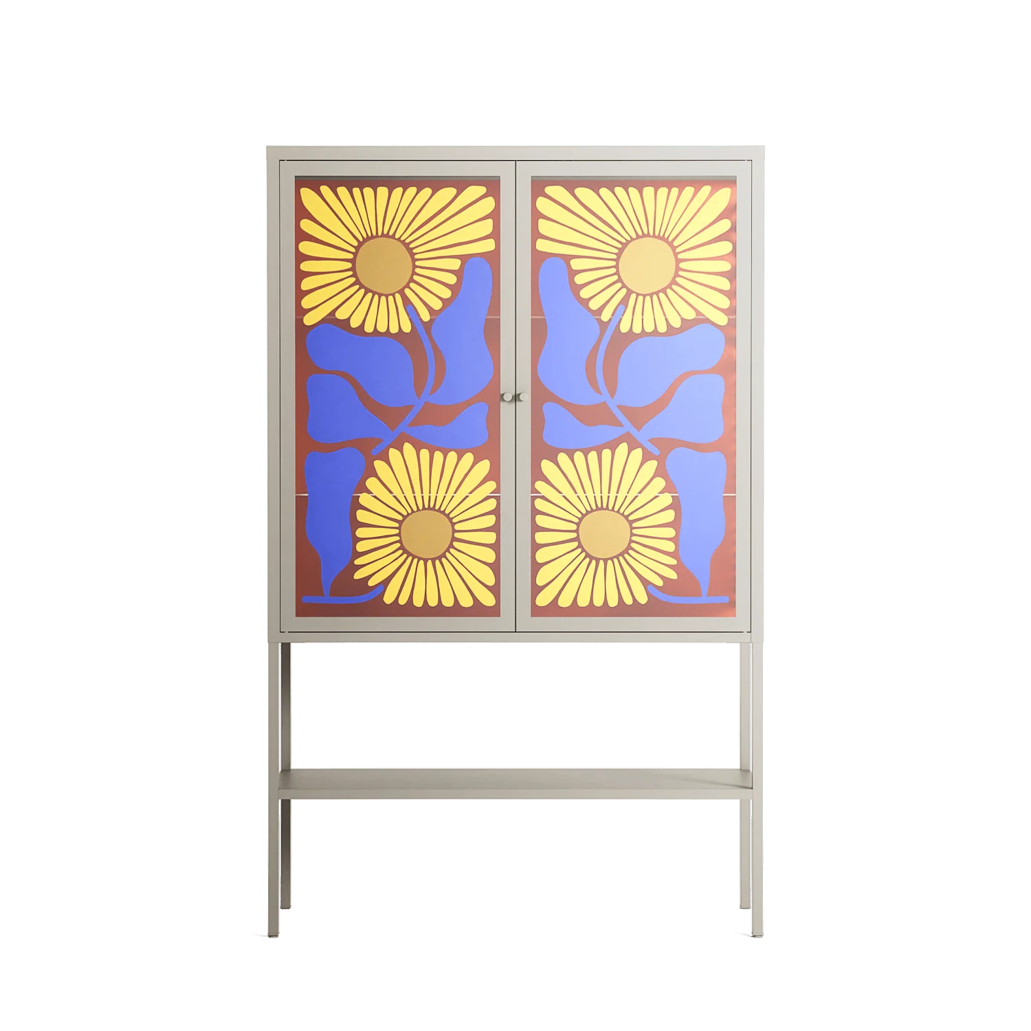 Sunflowers - Loft Cabinet - Sandra Hutter - Pebble - Overlay Glass