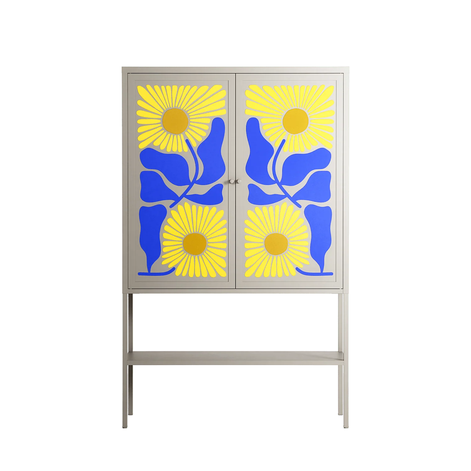 Sunflowers - Loft Cabinet - Sandra Hutter - Pebble - Overlay Metal