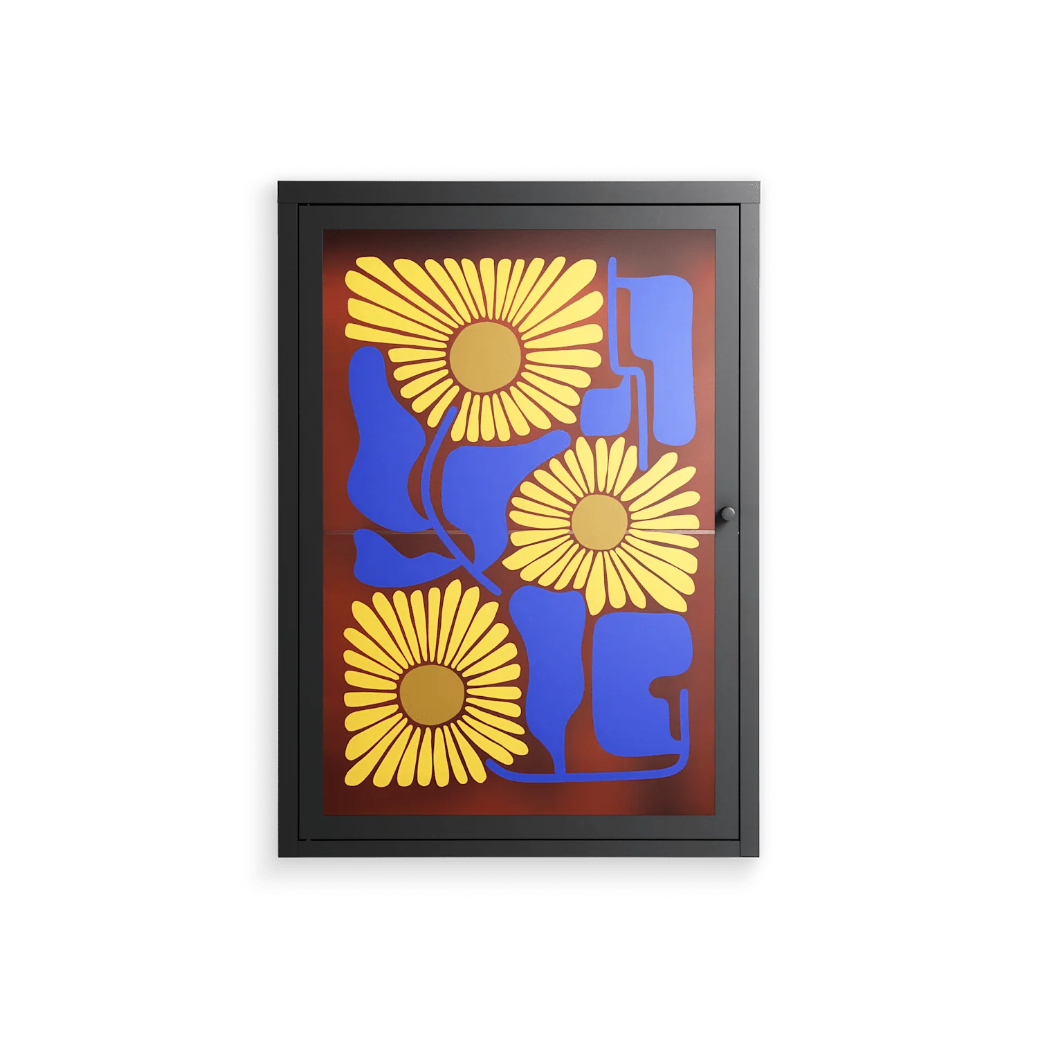 Sunflowers - Wall Cabinet - Sandra Hutter - Antracite - Overlay Glass