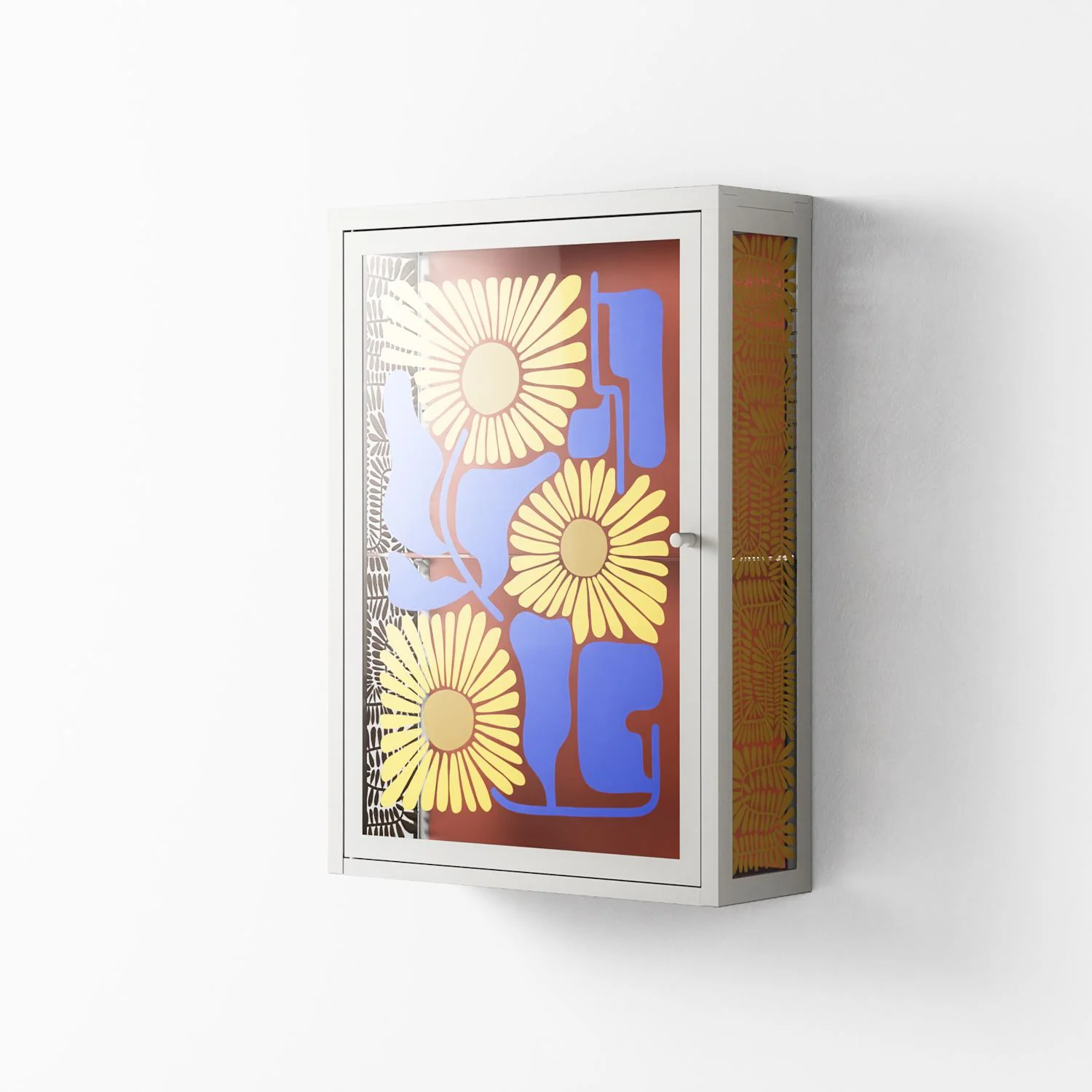 Sunflowers - Wall Cabinet - Sandra Hutter - Chalk - Overlay Glass - Image 2